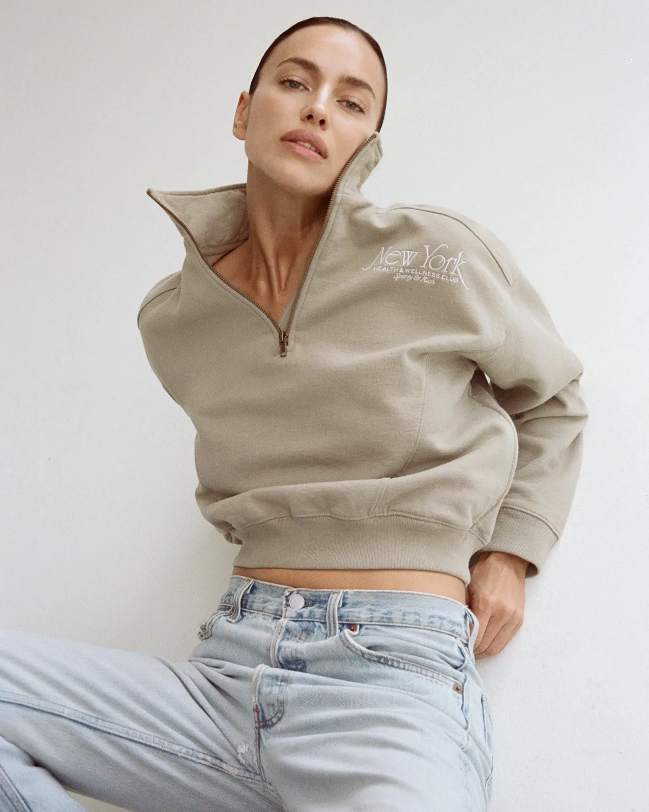 NY 94 Quarter Zip - Elephant/White sold by Sporty and Rich product image thumbnail 2