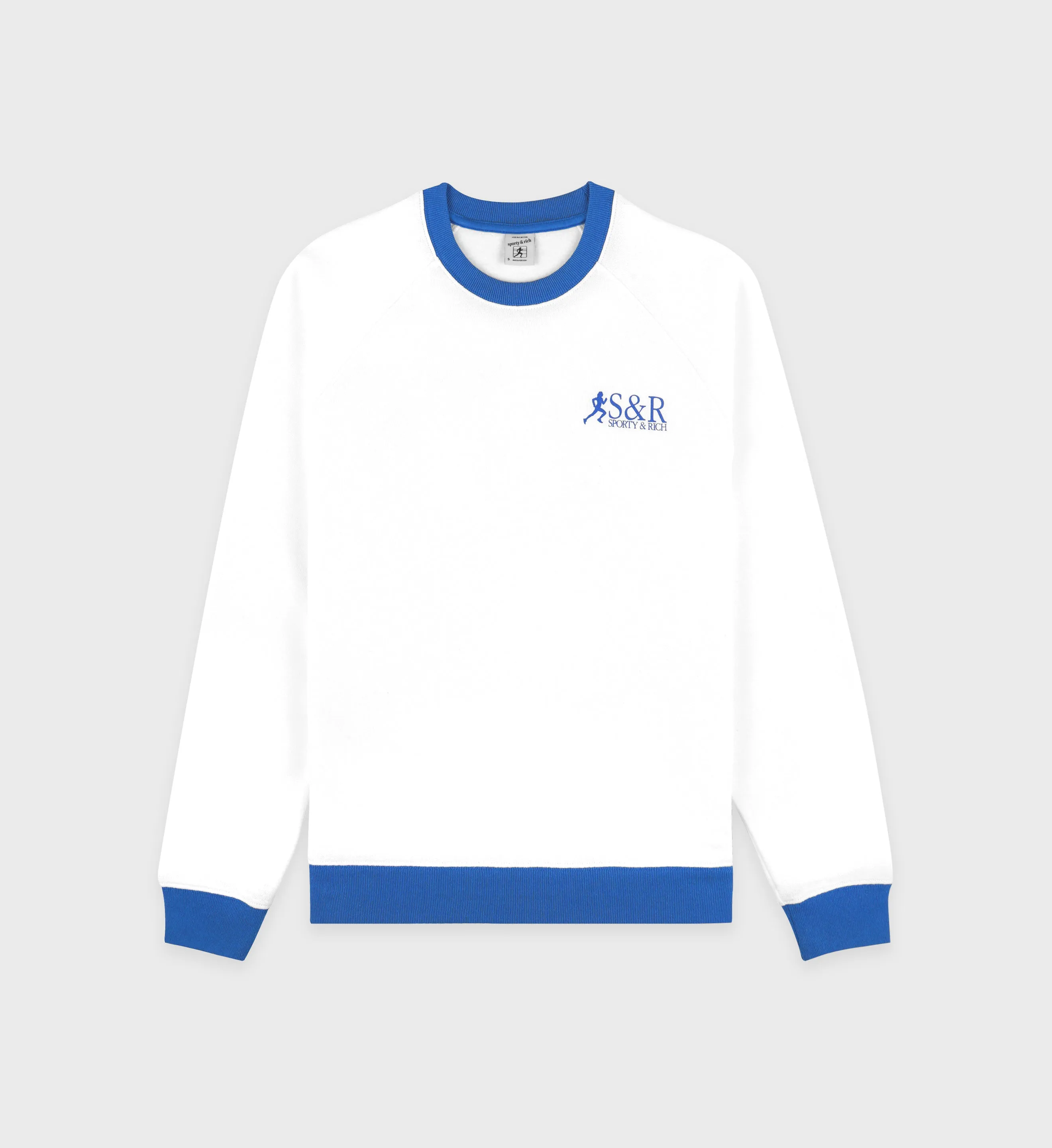 SR Runner Soft Crewneck - White/Team Blue sold by Sporty and Rich