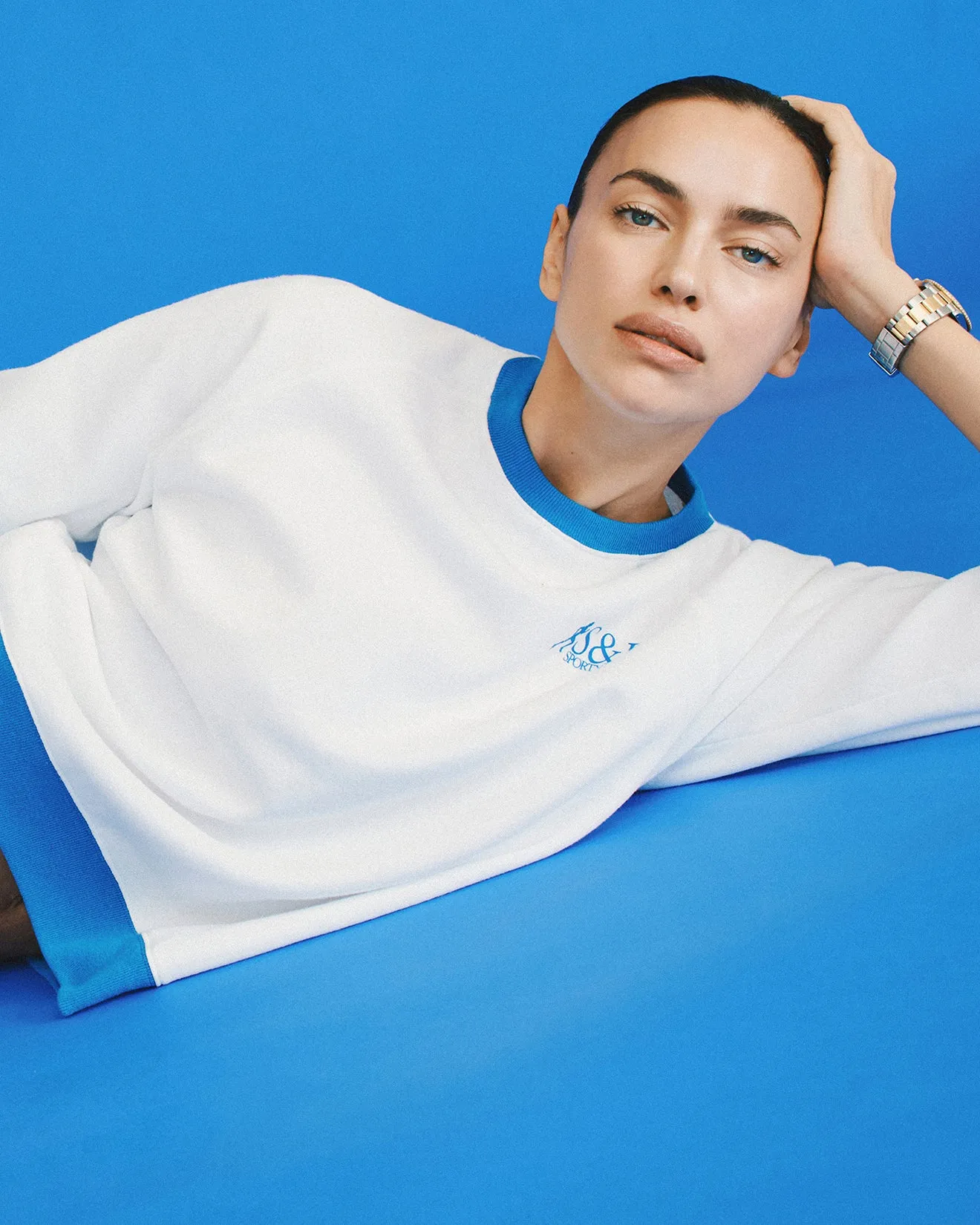 SR Runner Soft Crewneck - White/Team Blue sold by Sporty and Rich product image thumbnail 3