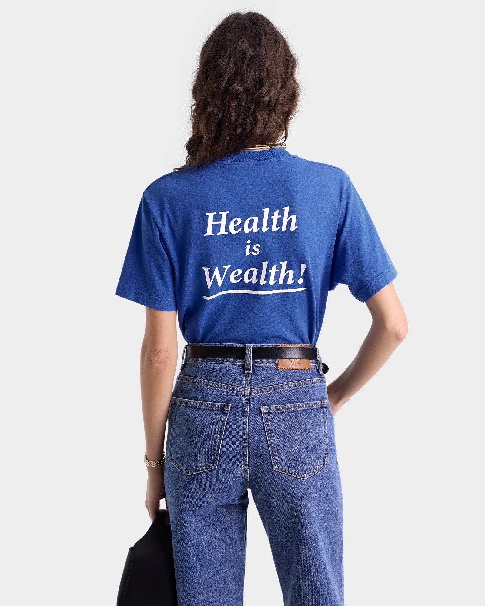 Health is Wealth T-Shirt - Team Blue/White sold by Sporty and Rich product image thumbnail 5