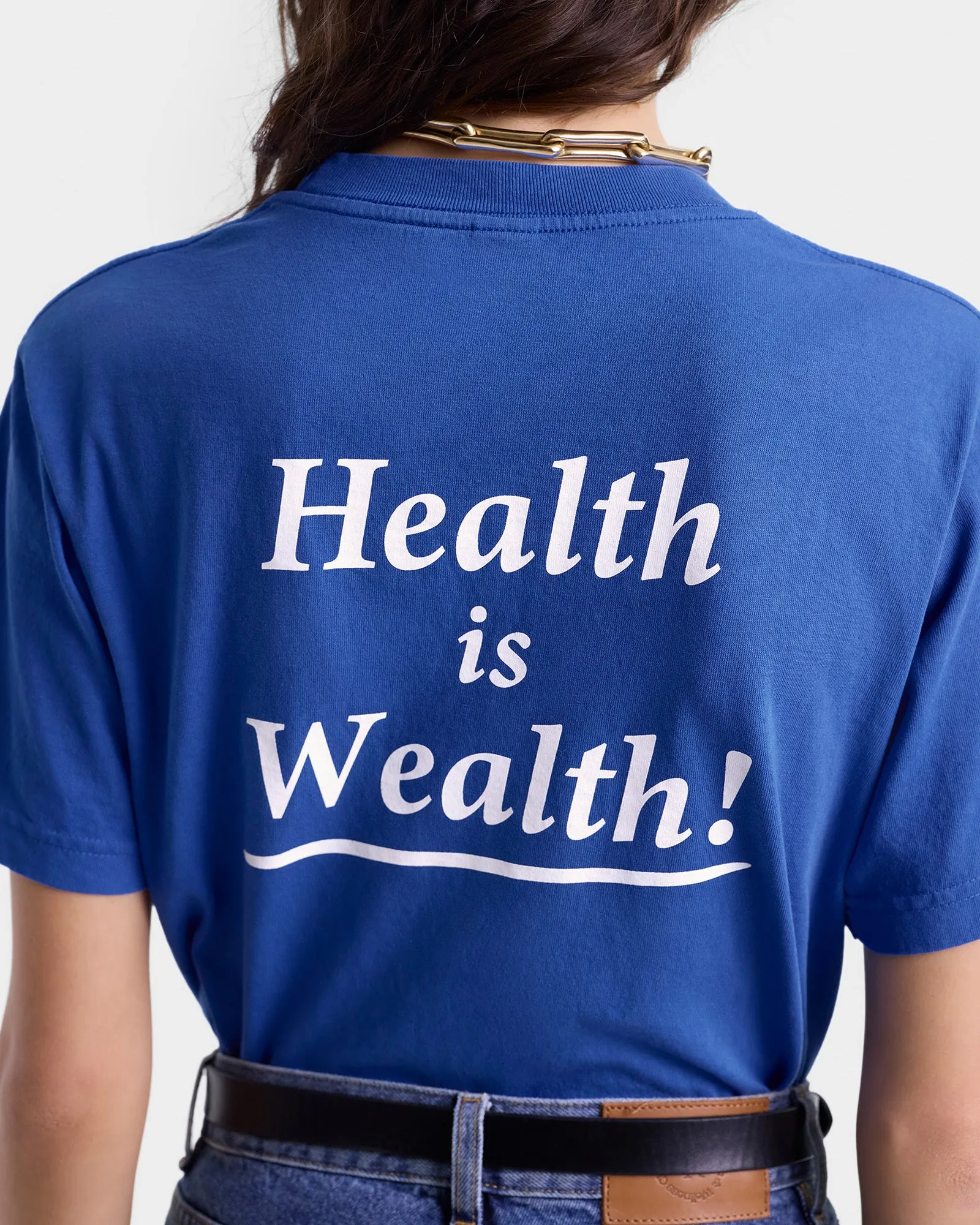 Health is Wealth T-Shirt - Team Blue/White sold by Sporty and Rich product image thumbnail 4