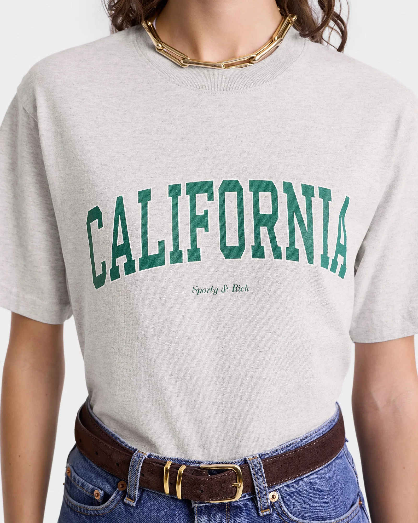 California T-Shirt - Heather Gray/Alpine sold by Sporty and Rich product image thumbnail 4