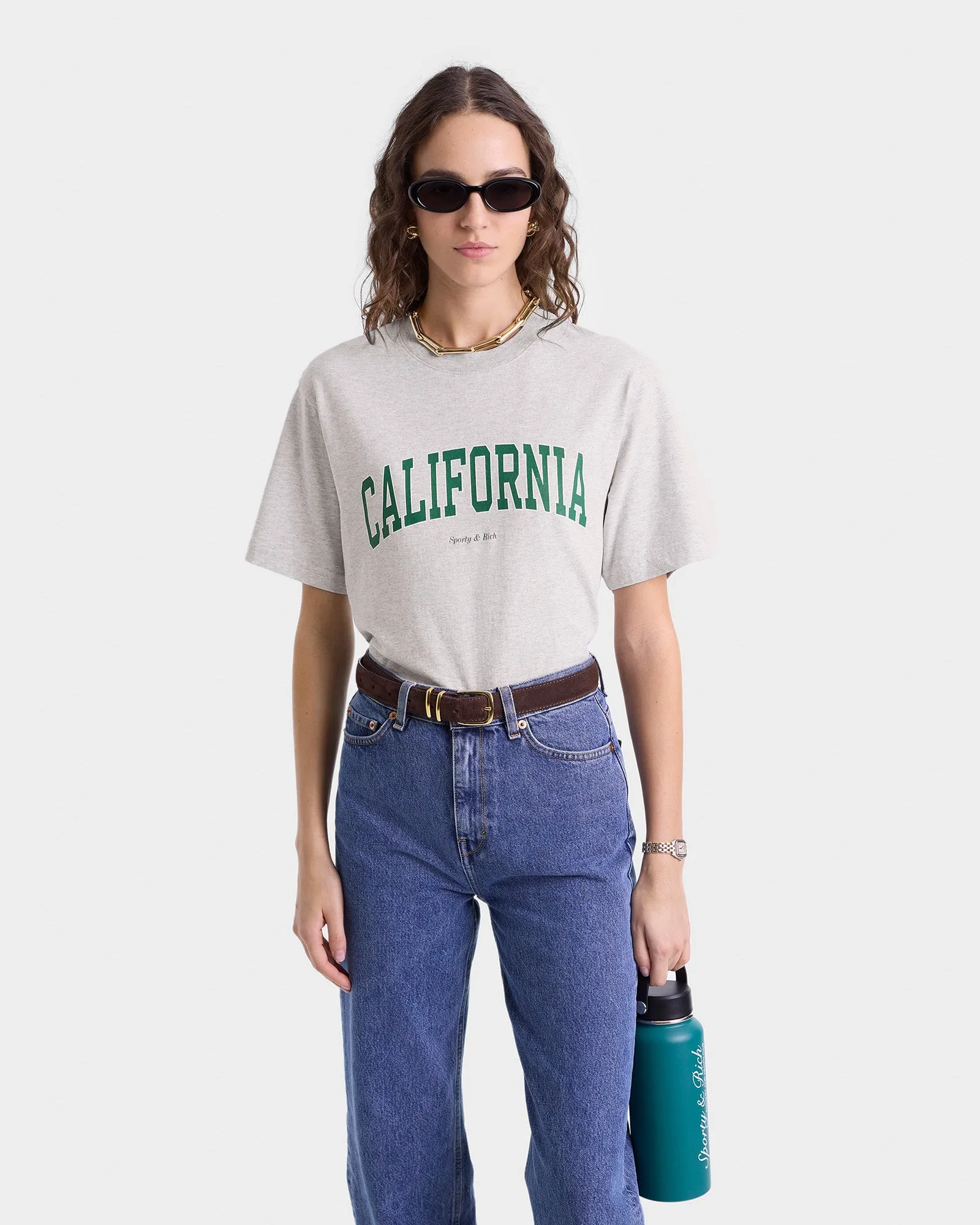California T-Shirt - Heather Gray/Alpine sold by Sporty and Rich product image thumbnail 3