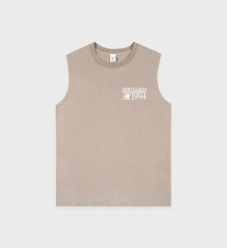 Finish Line Muscle Tee - Elephant/White sold by Sporty and Rich