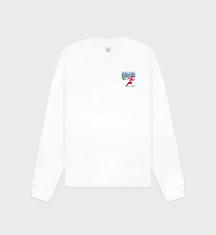 LA Marathon Longsleeve Tee - White/Multi sold by Sporty and Rich