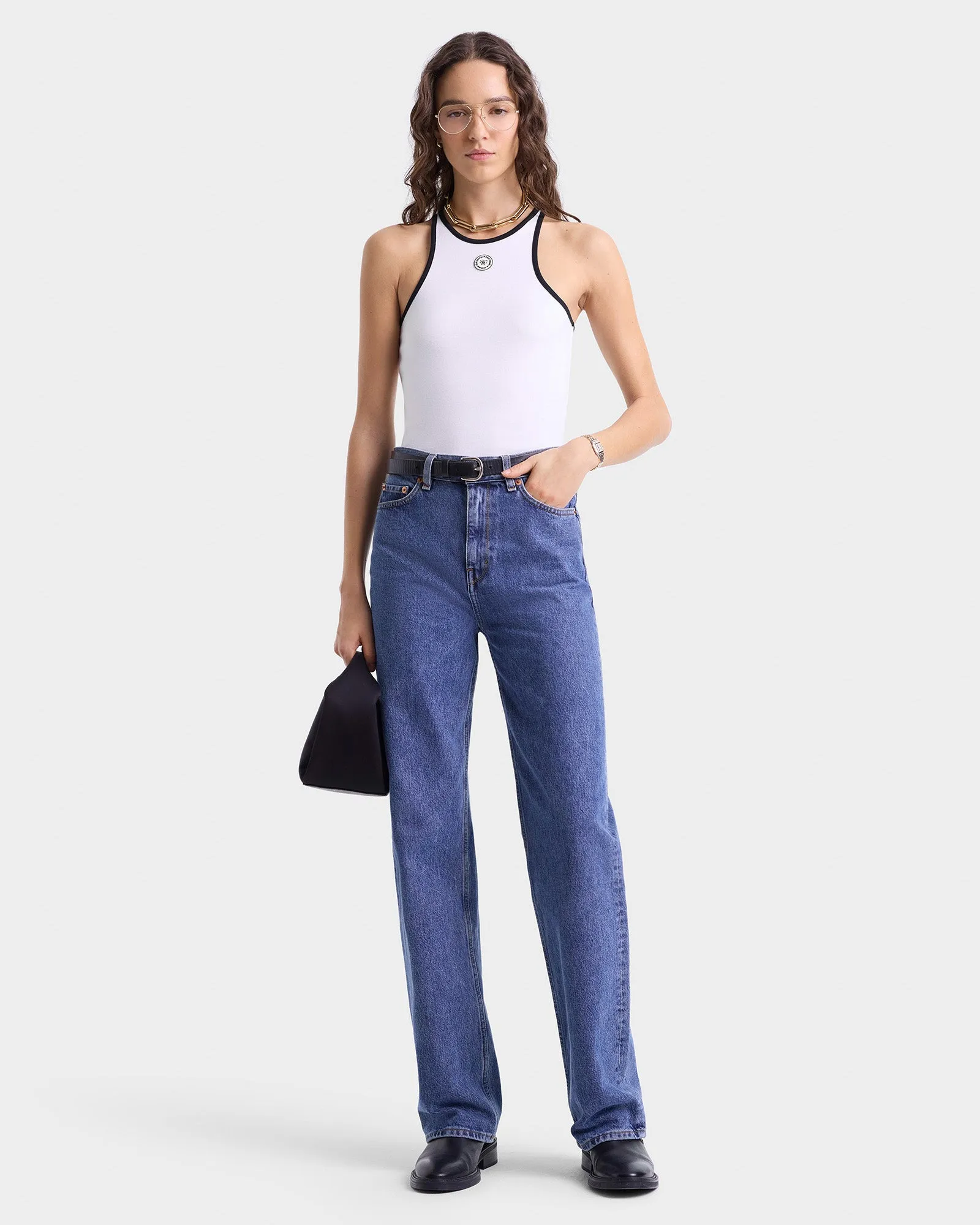 SRHWC Ribbed Tank - White/Black sold by Sporty and Rich product image thumbnail 2