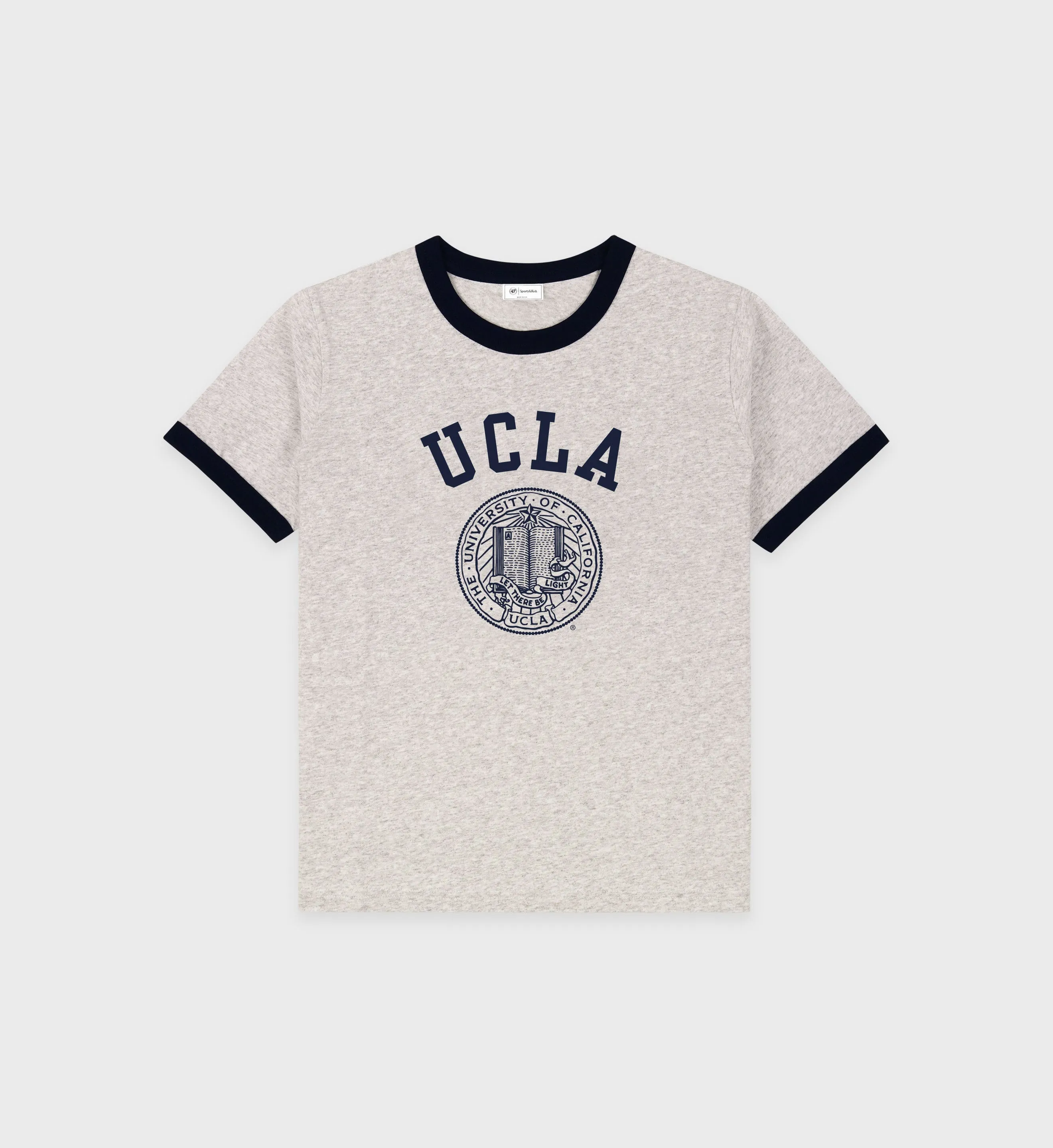 UCLA Crest Ringer Tee - Heather Gray/Navy sold by Sporty and Rich