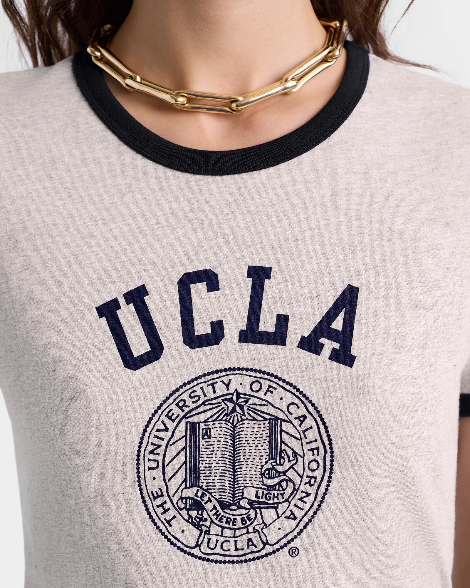 UCLA Crest Ringer Tee - Heather Gray/Navy sold by Sporty and Rich product image thumbnail 5