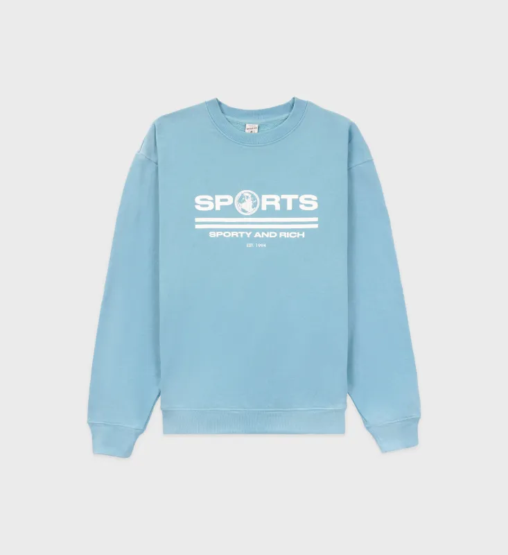 Sports Crewneck - Stone Blue sold by Sporty and Rich