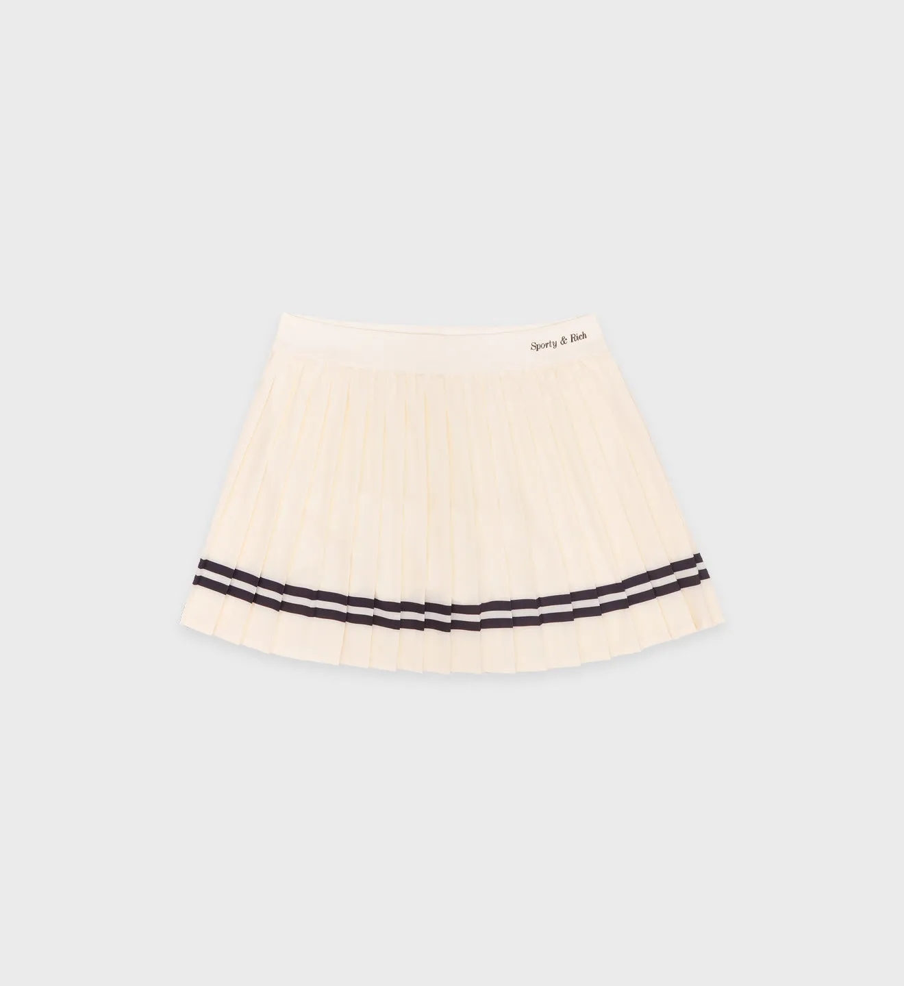 Classic Logo Pleated Tennis Skirt - Cream/Chocolate sold by Sporty and Rich