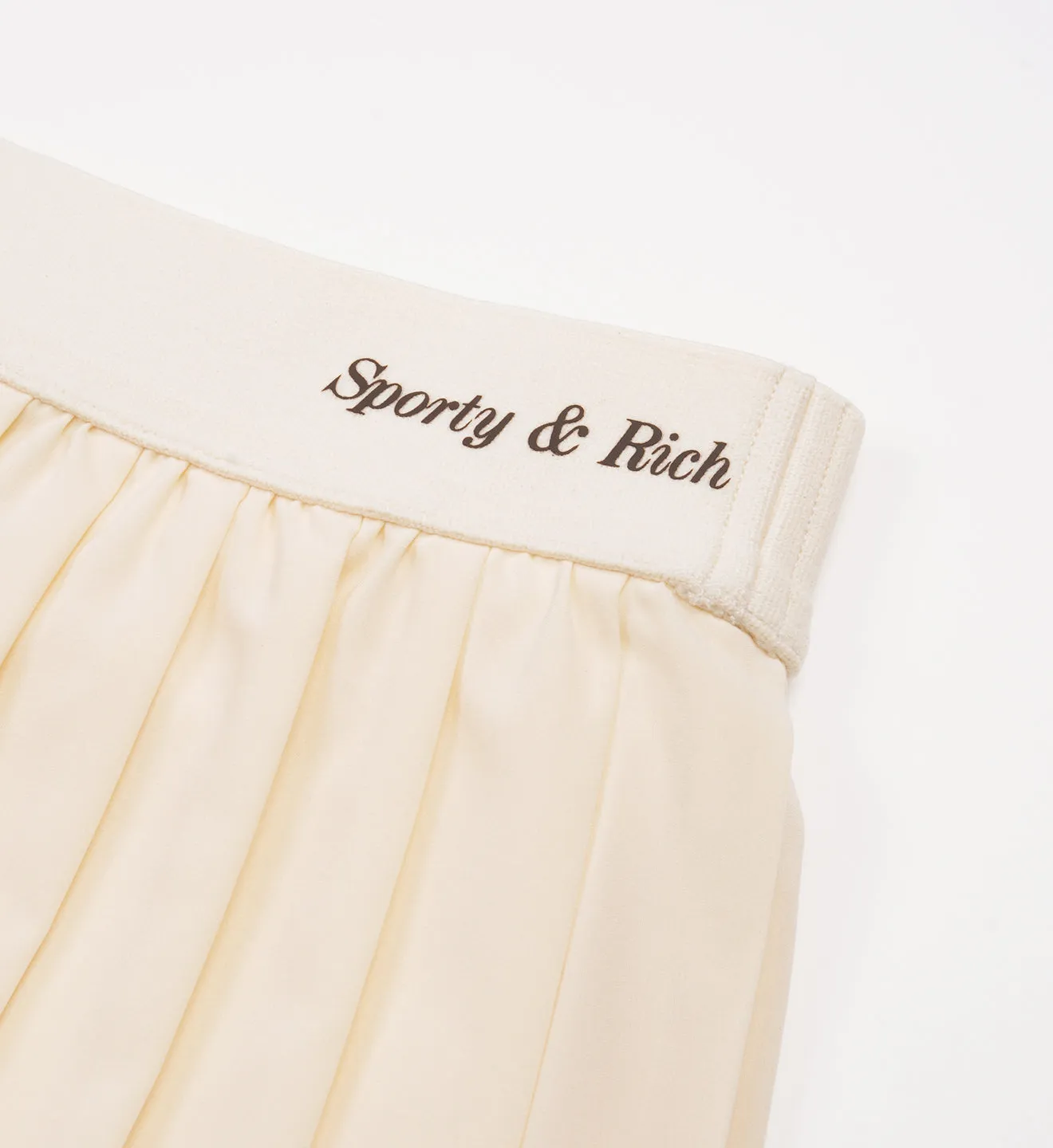 Classic Logo Pleated Tennis Skirt - Cream/Chocolate sold by Sporty and Rich product image thumbnail 3