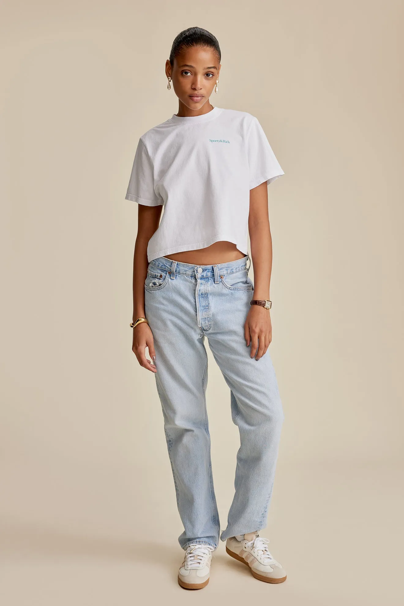 New Health Cropped T Shirt - White sold by Sporty and Rich product image thumbnail 5