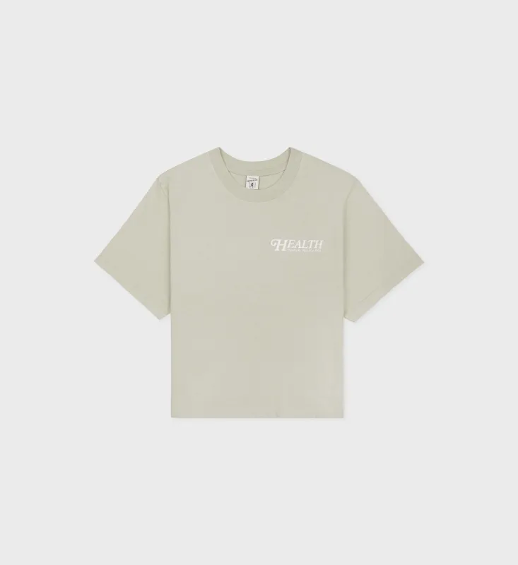 60s Health Cropped T-Shirt - Sage/White sold by Sporty and Rich