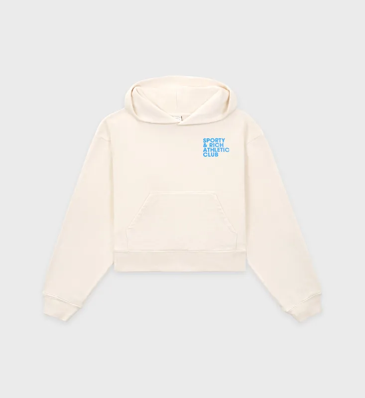 Exercise Often Cropped Hoodie - Cream/Ocean sold by Sporty and Rich
