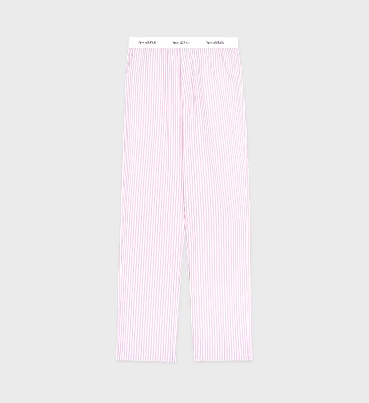 Serif Logo Pyjama Trousers - Lilac Striped sold by Sporty and Rich