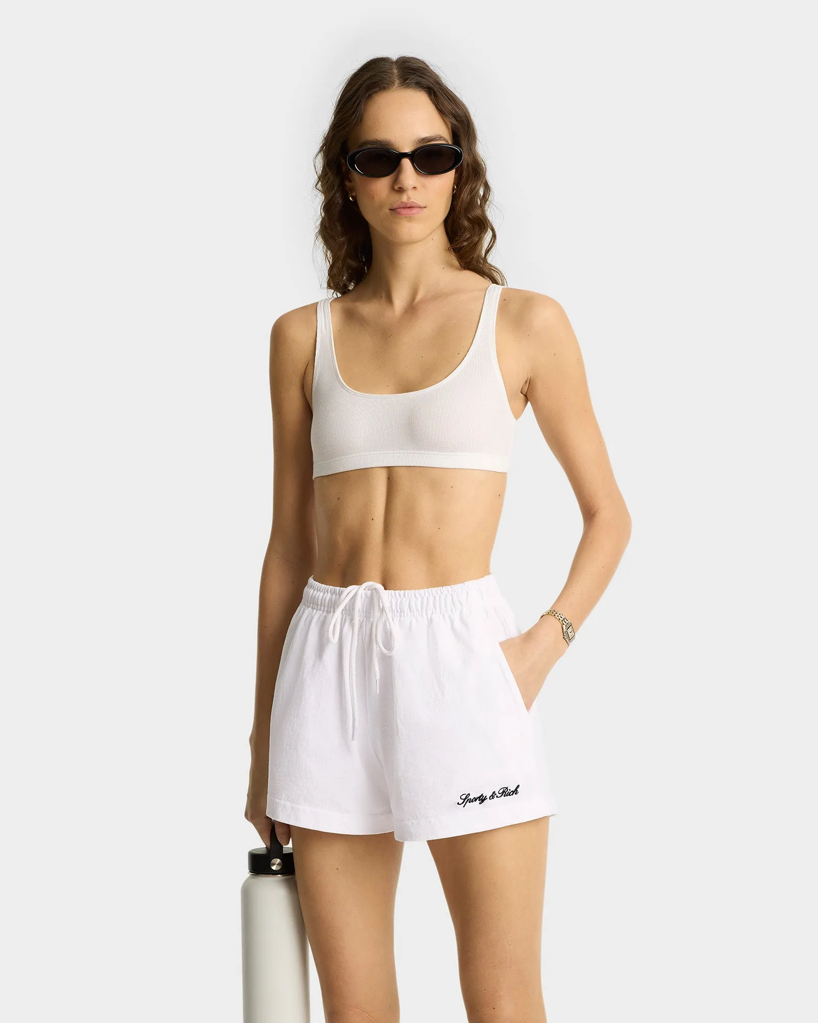 Syracuse Embroidered Disco Short - White/Navy sold by Sporty and Rich product image thumbnail 4