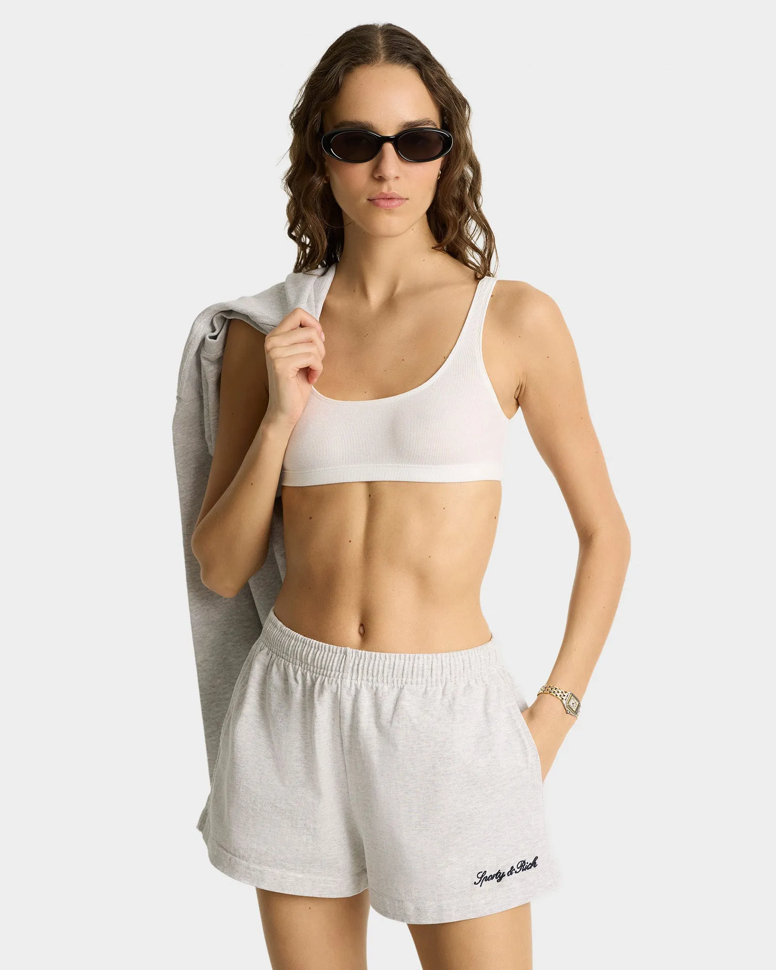 Syracuse Embroidered Disco short - Heather Gray/Navy sold by Sporty and Rich product image thumbnail 5