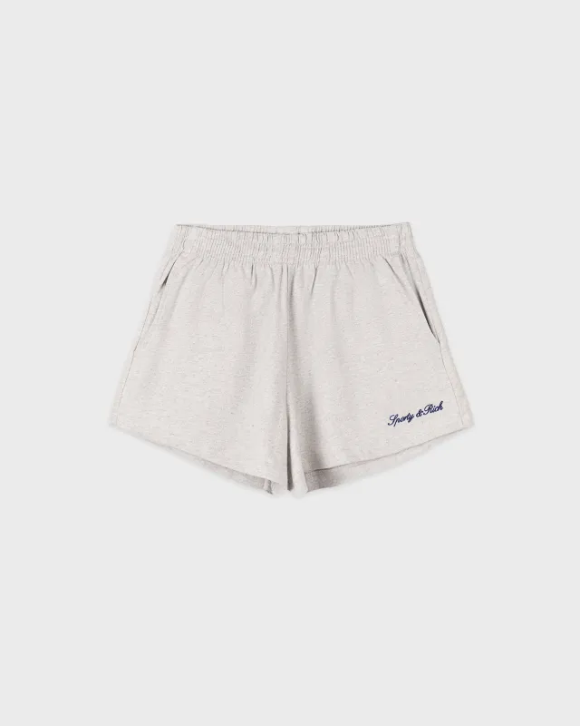 Syracuse Embroidered Disco short - Heather Gray/Navy sold by Sporty and Rich