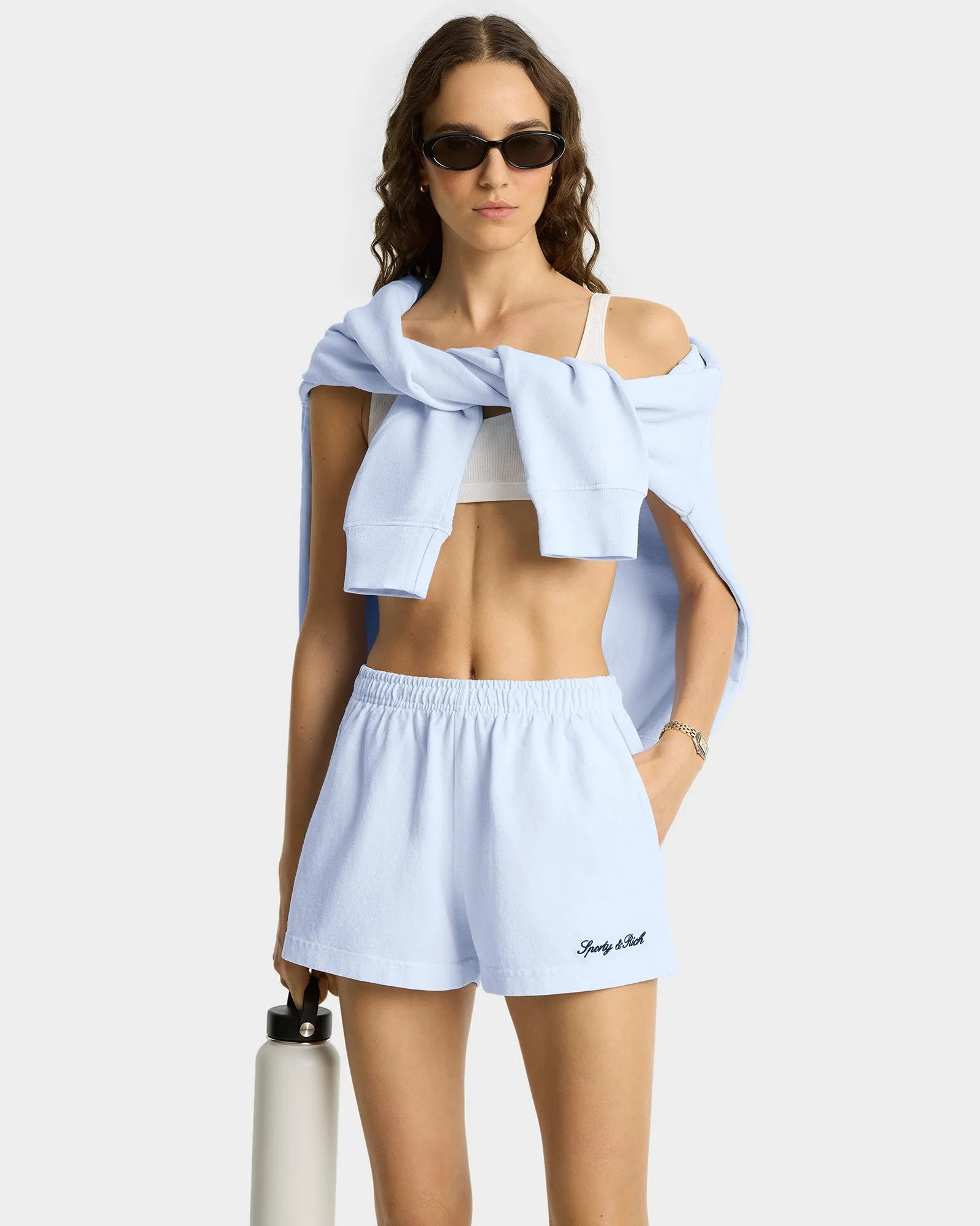 Syracuse Embroidered Disco short - Ciel/Navy sold by Sporty and Rich product image thumbnail 4