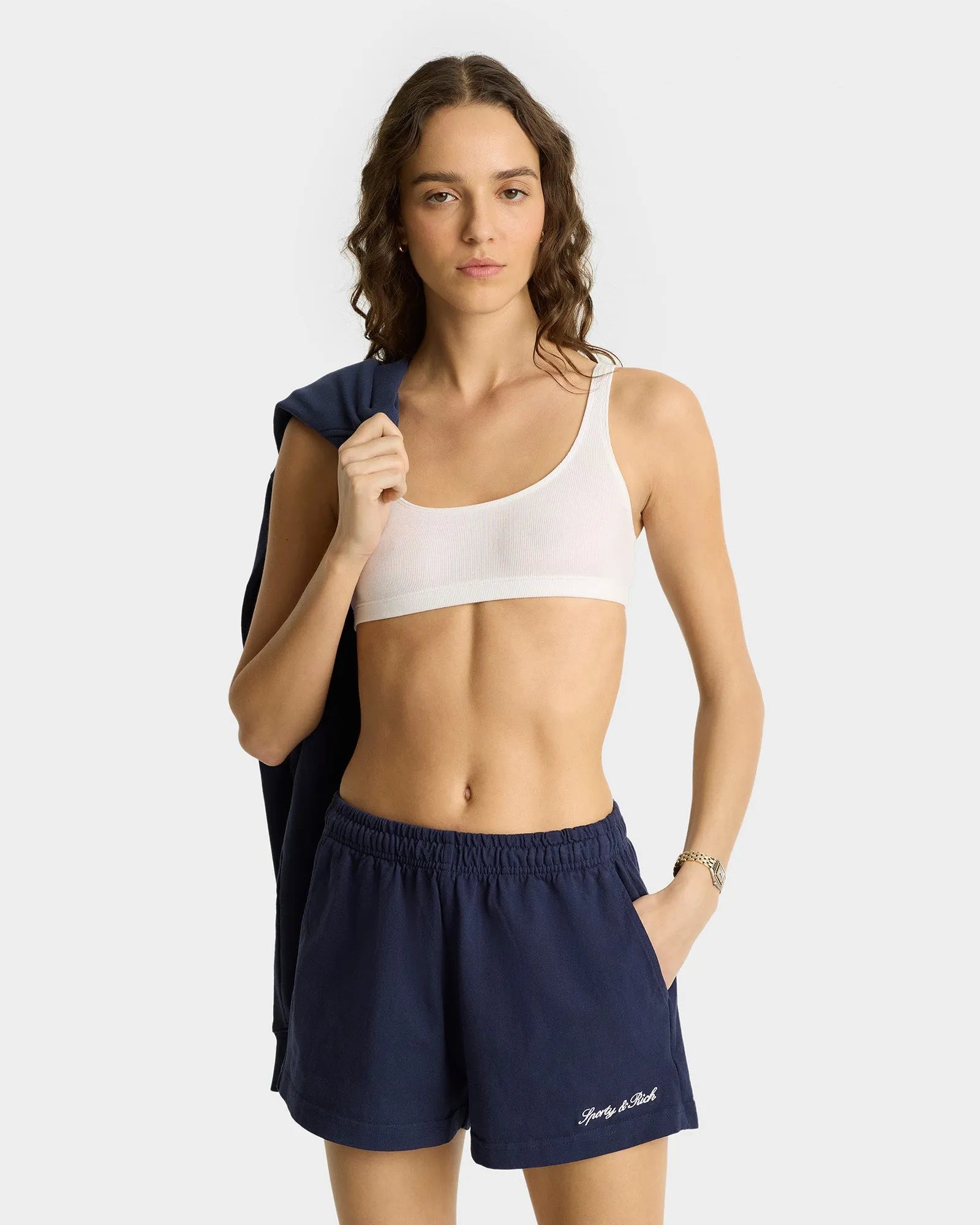 Syracuse Embroidered Disco short - Navy/White sold by Sporty and Rich product image thumbnail 3