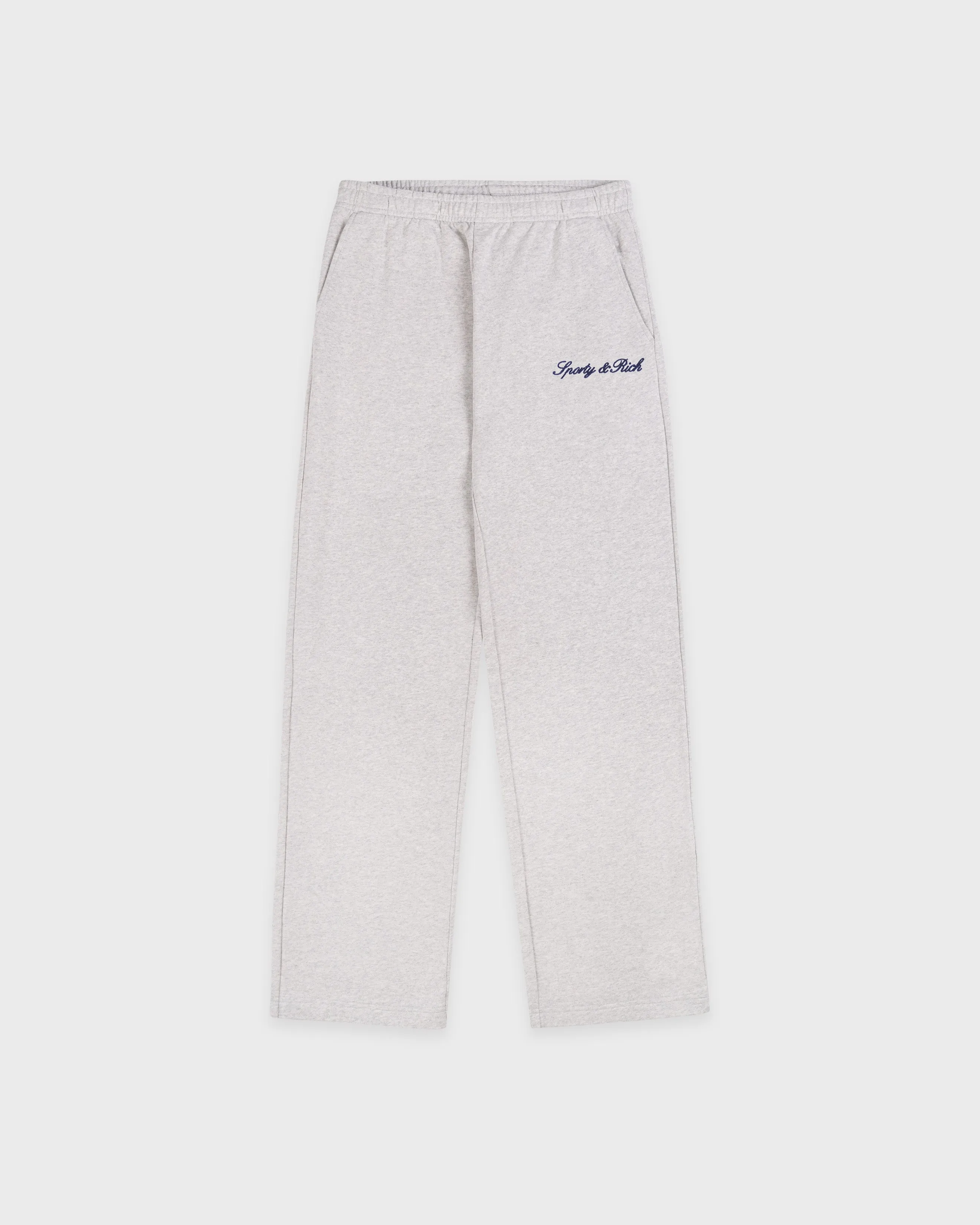 Syracuse Embroidered Wide Sweatpant - Heather Gray/Navy sold by Sporty and Rich