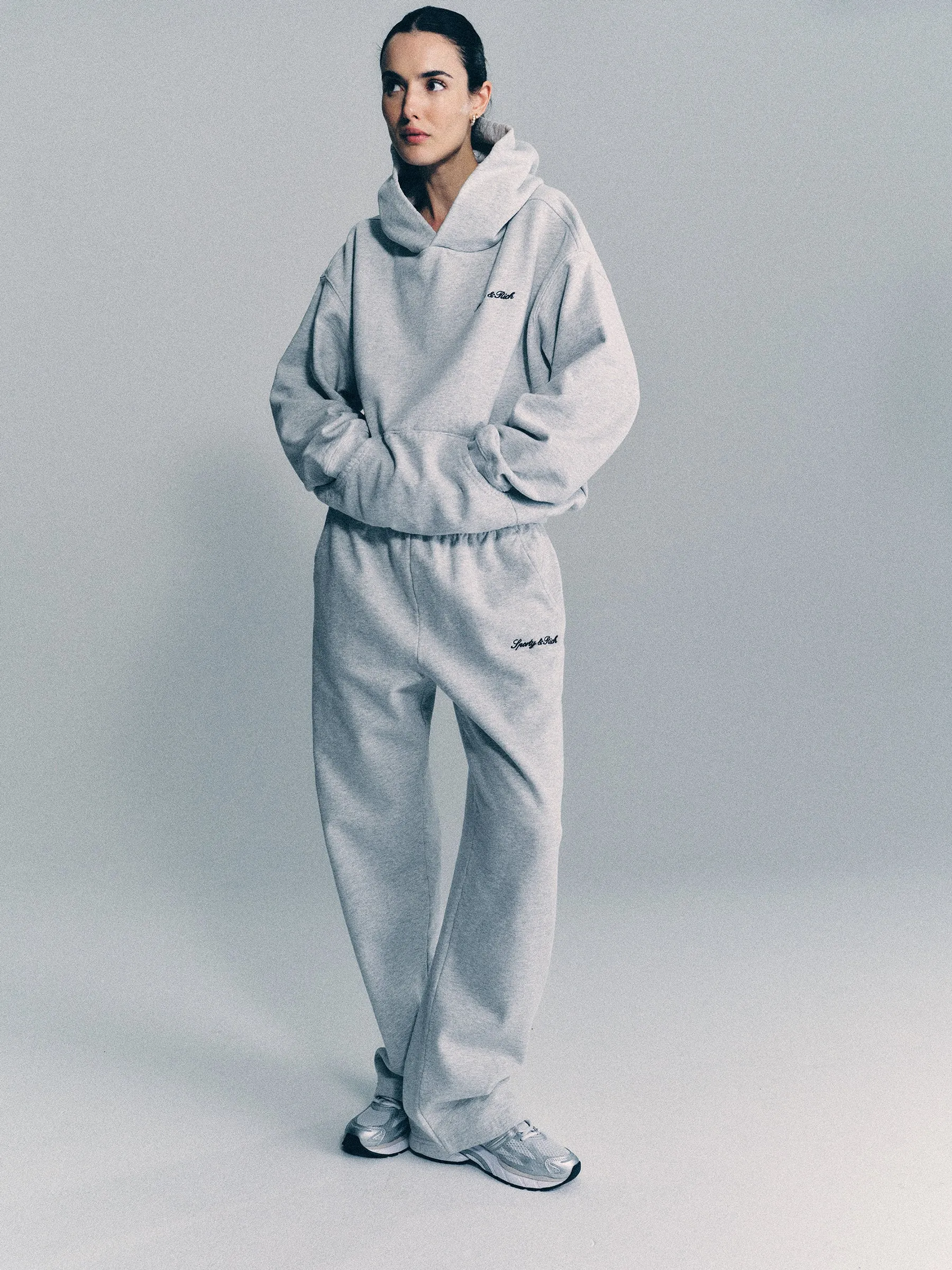 Syracuse Embroidered Wide Sweatpant - Heather Gray/Navy sold by Sporty and Rich product image thumbnail 2