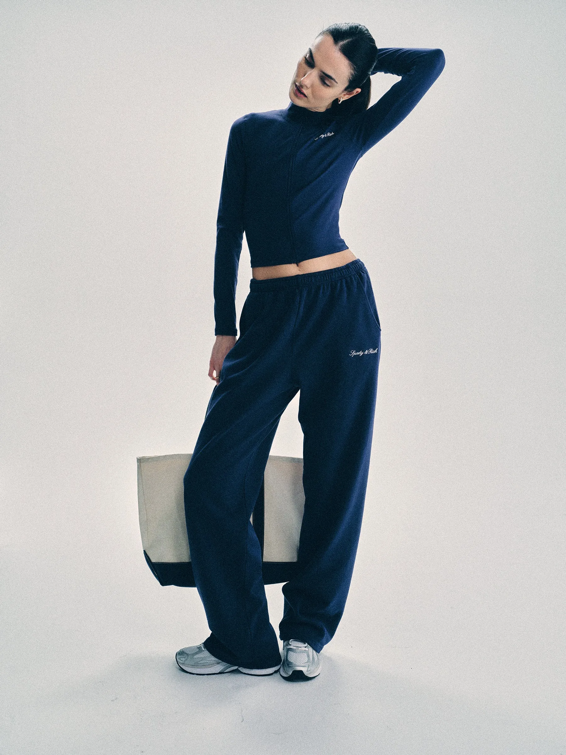 Syracuse Embroidered Wide Sweatpant - Navy/White sold by Sporty and Rich product image thumbnail 2