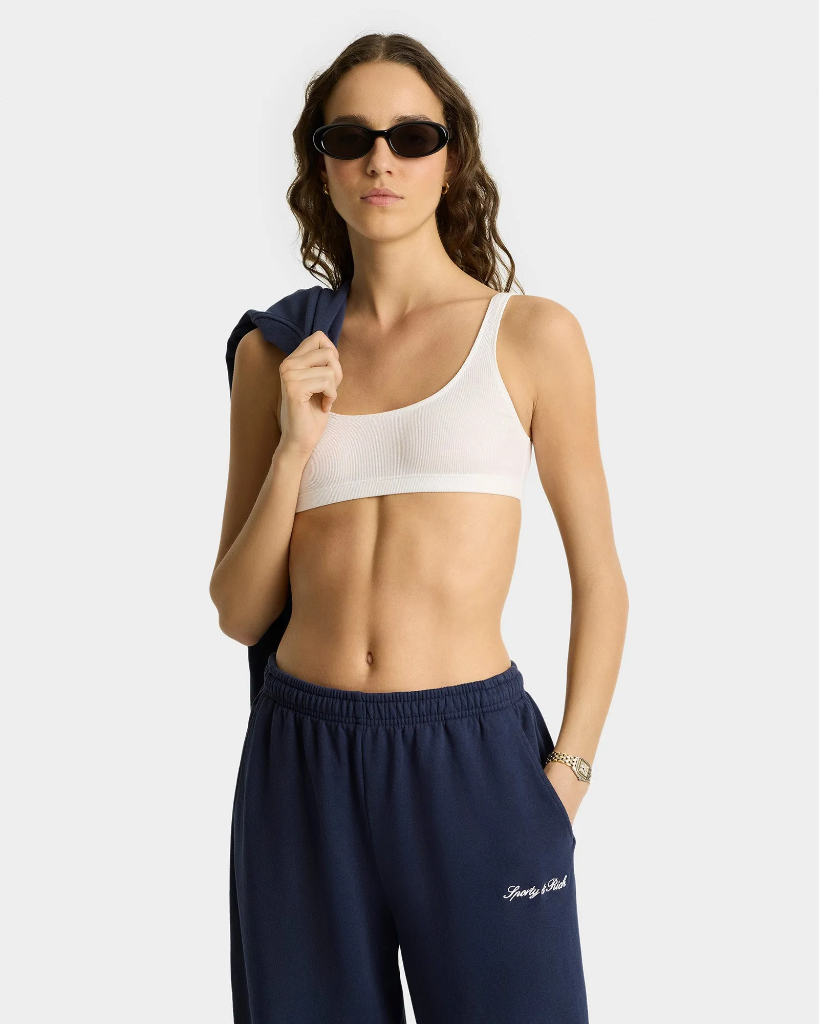 Syracuse Embroidered Wide Sweatpant - Navy/White sold by Sporty and Rich product image thumbnail 4