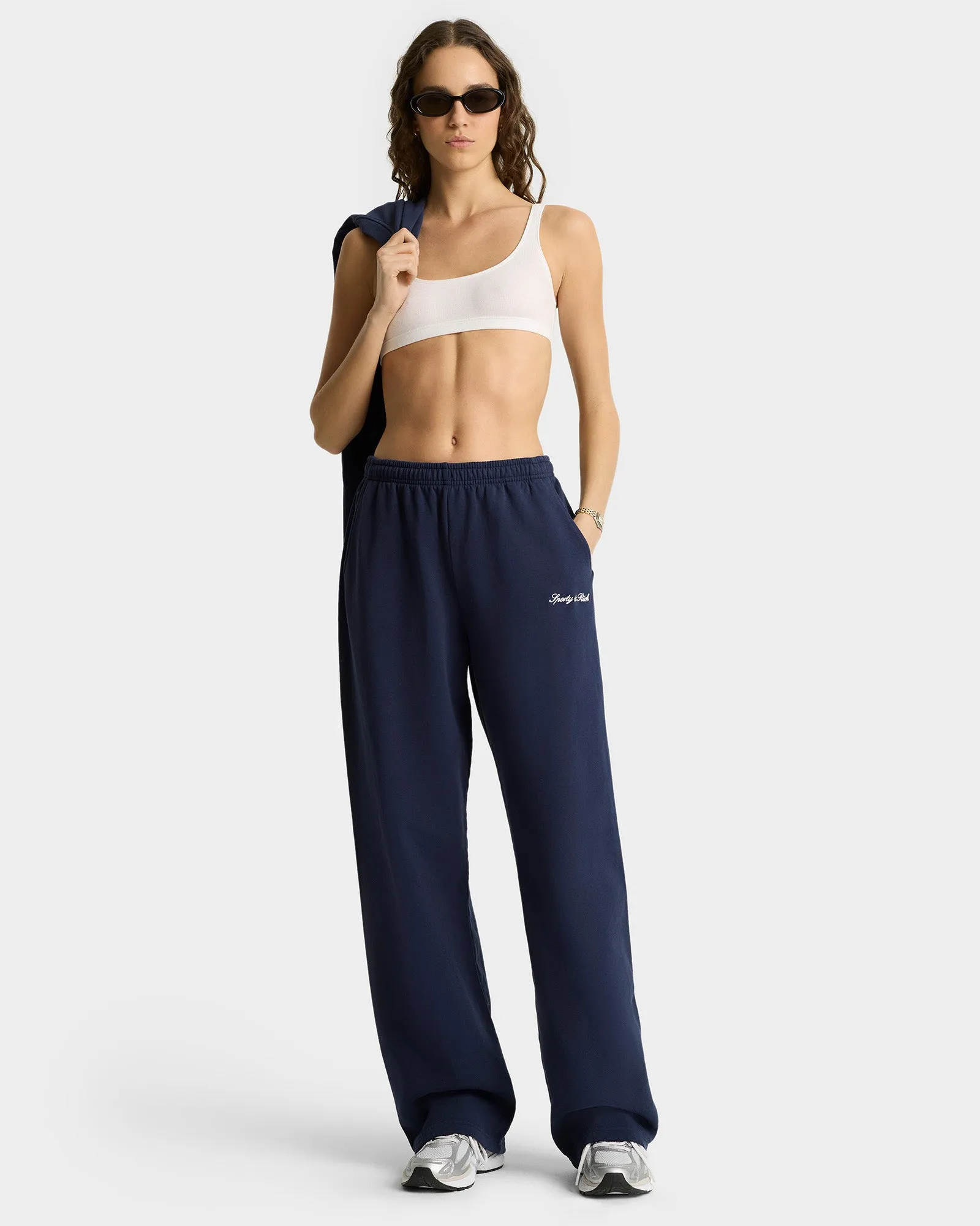 Syracuse Embroidered Wide Sweatpant - Navy/White sold by Sporty and Rich product image thumbnail 3