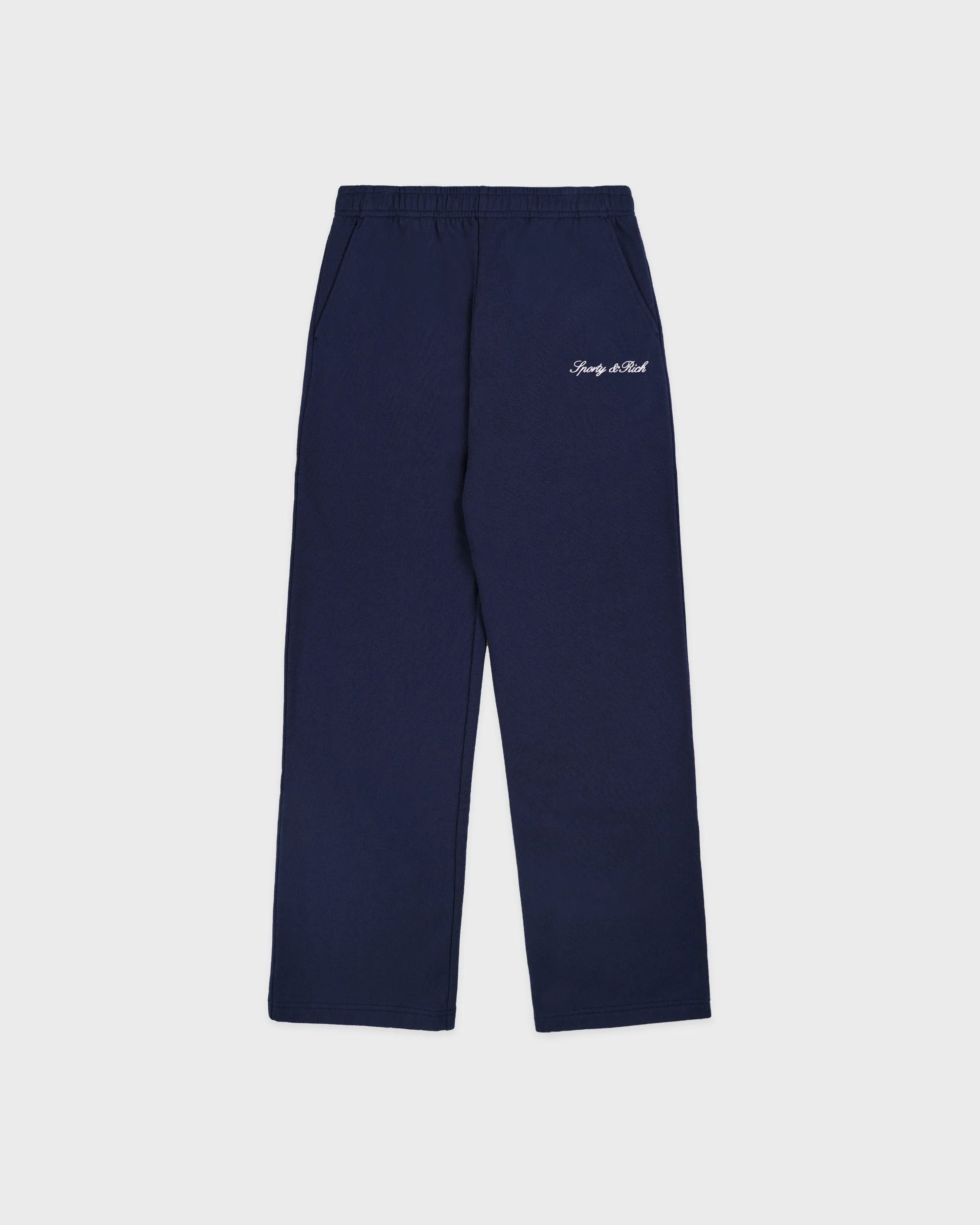 Syracuse Embroidered Wide Sweatpant - Navy/White sold by Sporty and Rich