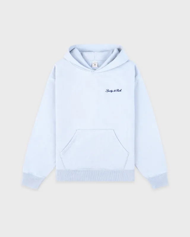 Syracuse Embroidered Hoodie - Ciel/Navy sold by Sporty and Rich