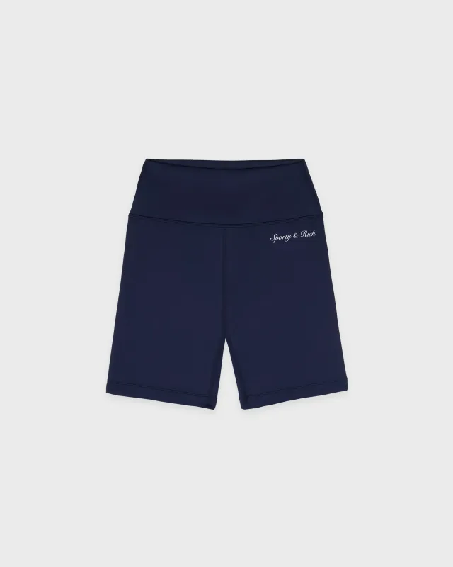 Syracuse Biker Shorts - Navy/White sold by Sporty and Rich