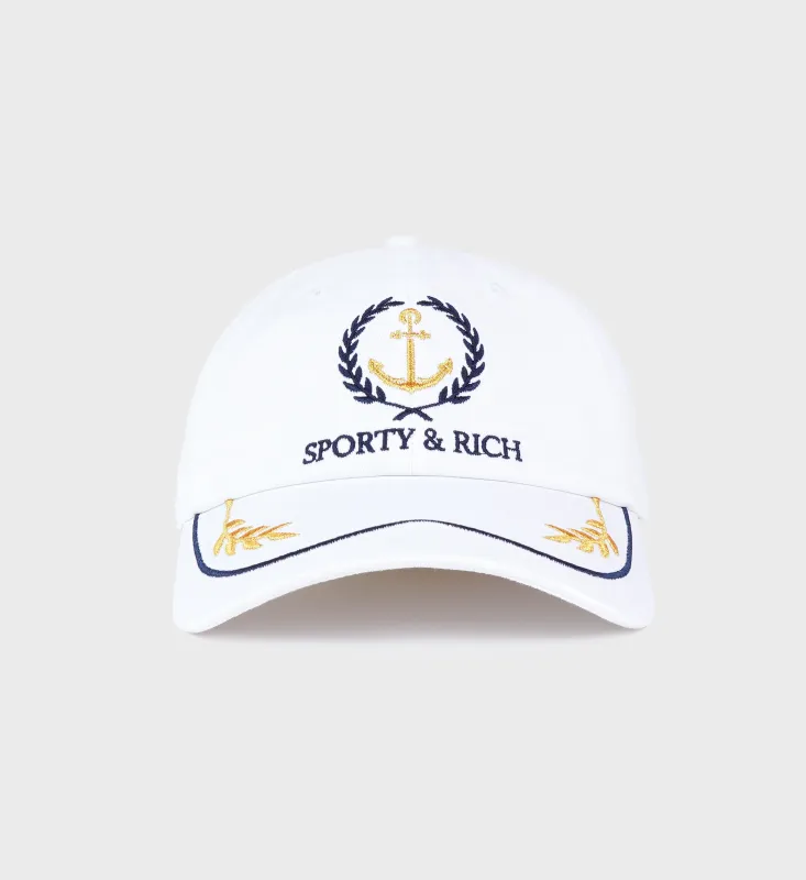 Yacht Hat - White/Gold/Navy sold by Sporty and Rich