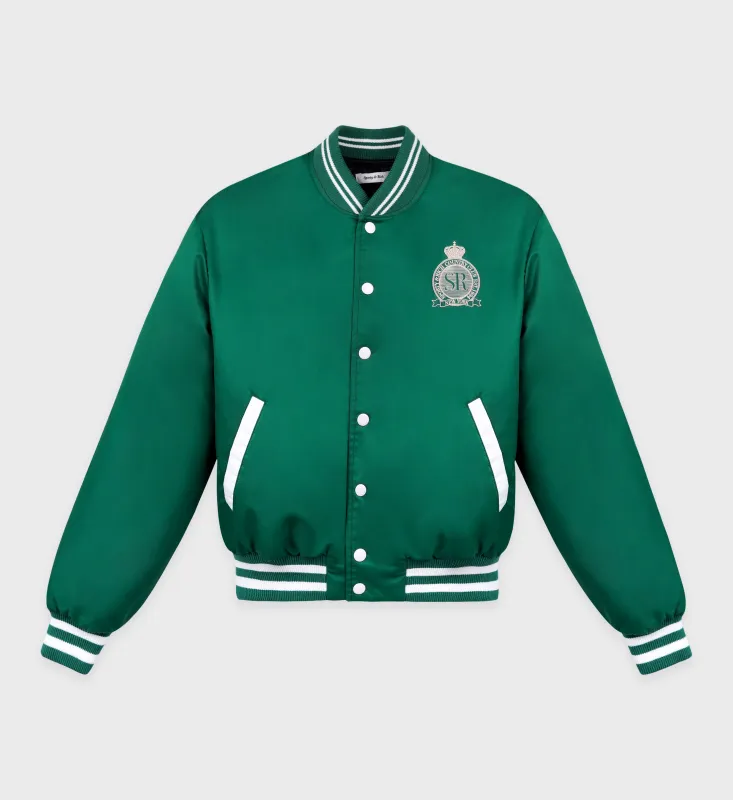 Royal Club Nylon Varsity Jacket - Spring Green/White sold by Sporty and Rich