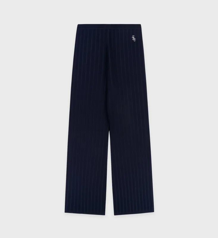 SRC Ribbed Trousers - Navy/White sold by Sporty and Rich