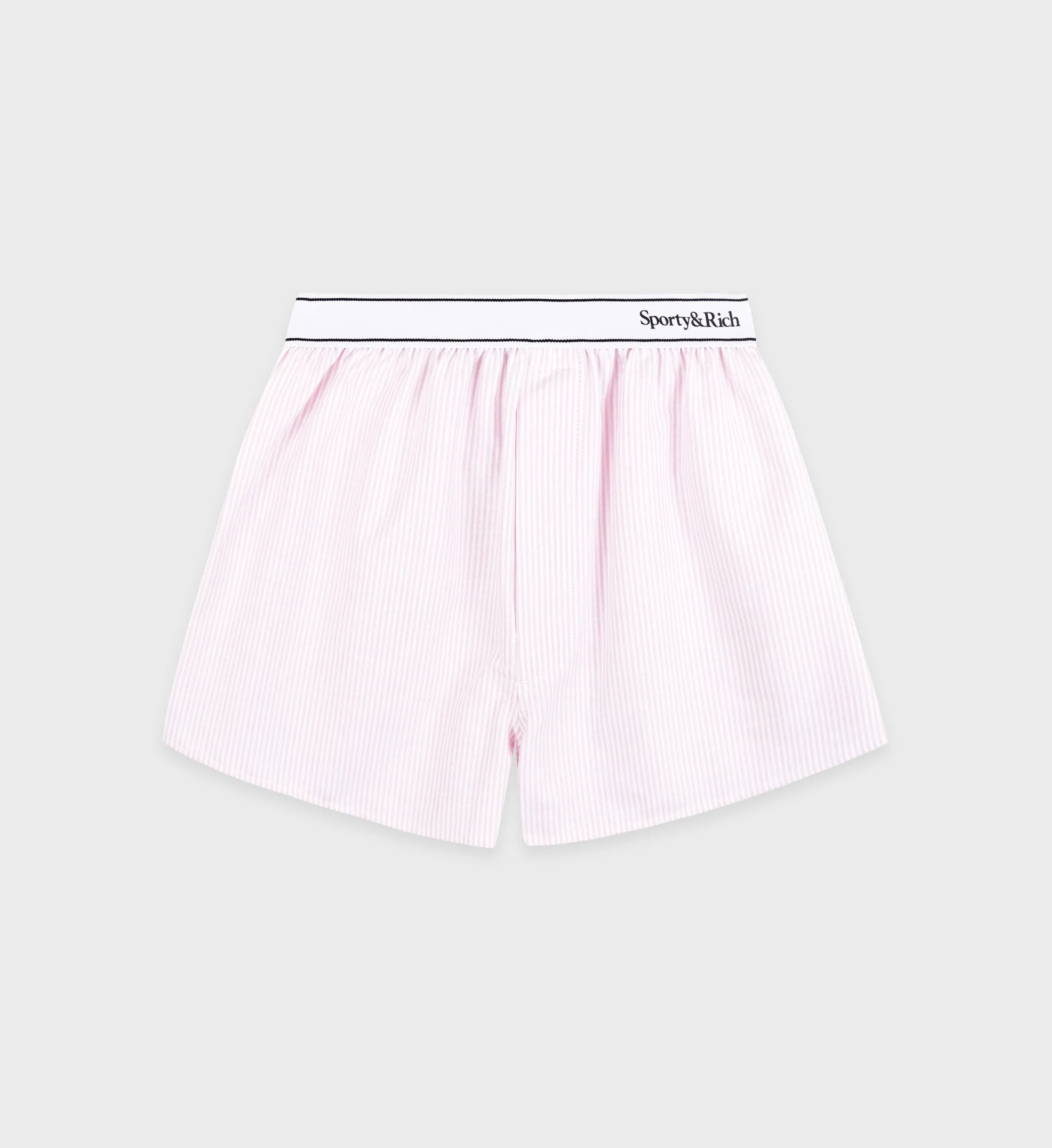 Serif Logo Oxford Boxer - Pink/White Thin Stripe sold by Sporty and Rich