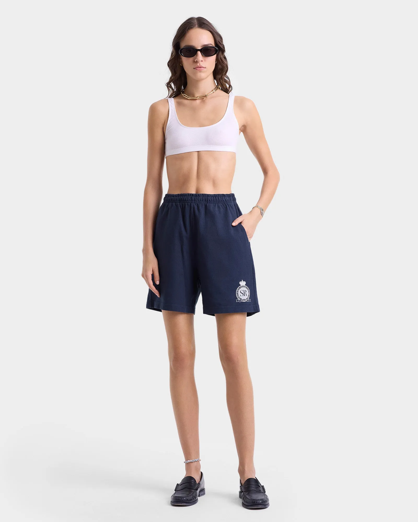 Royal Club Gym Short - Navy/White sold by Sporty and Rich product image thumbnail 2