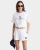 H&W Crest Embroidered Disco Short - White/Navy sold by Sporty and Rich