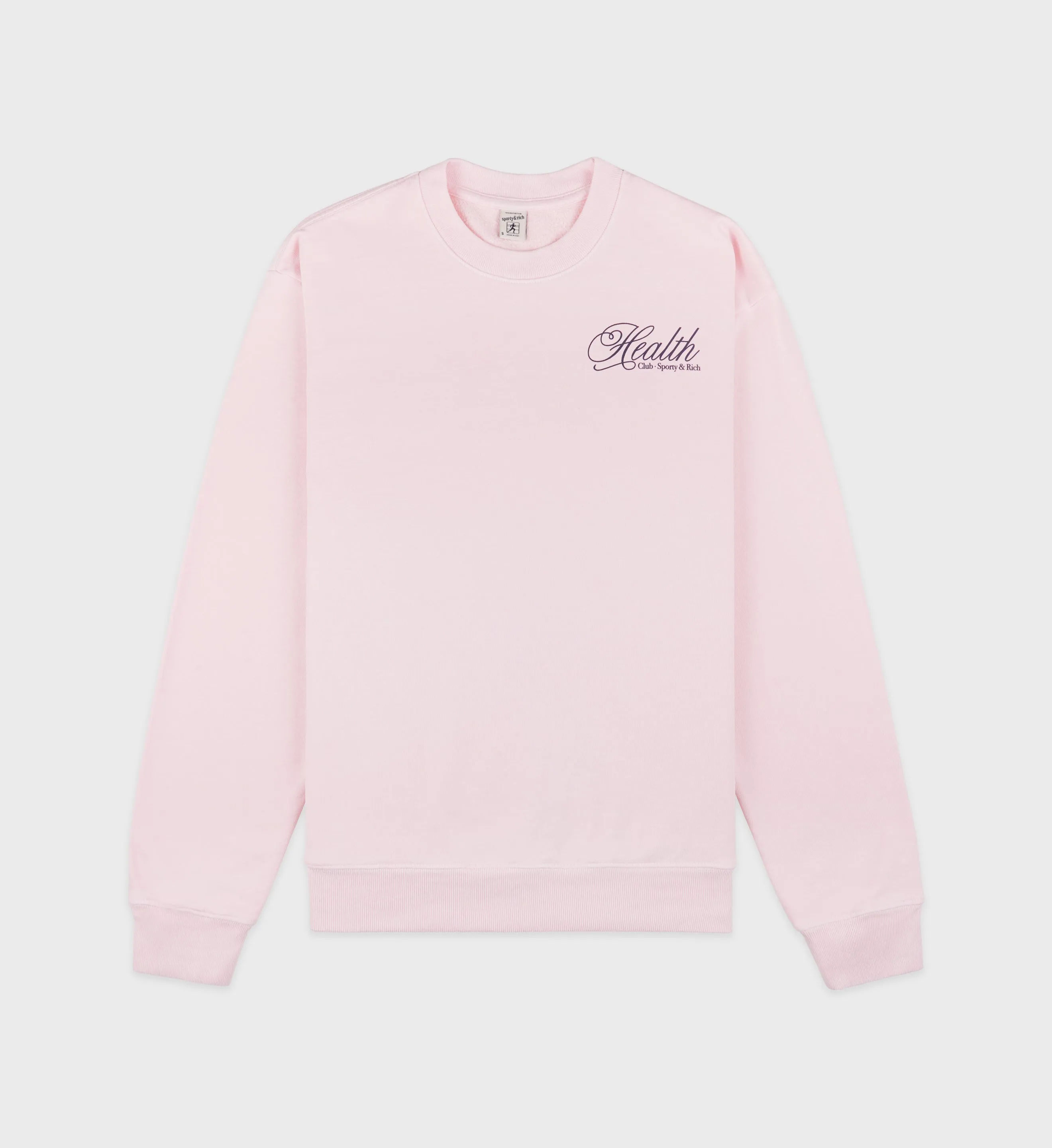 Health Script Crewneck - Pink Dolphin/Navy sold by Sporty and Rich