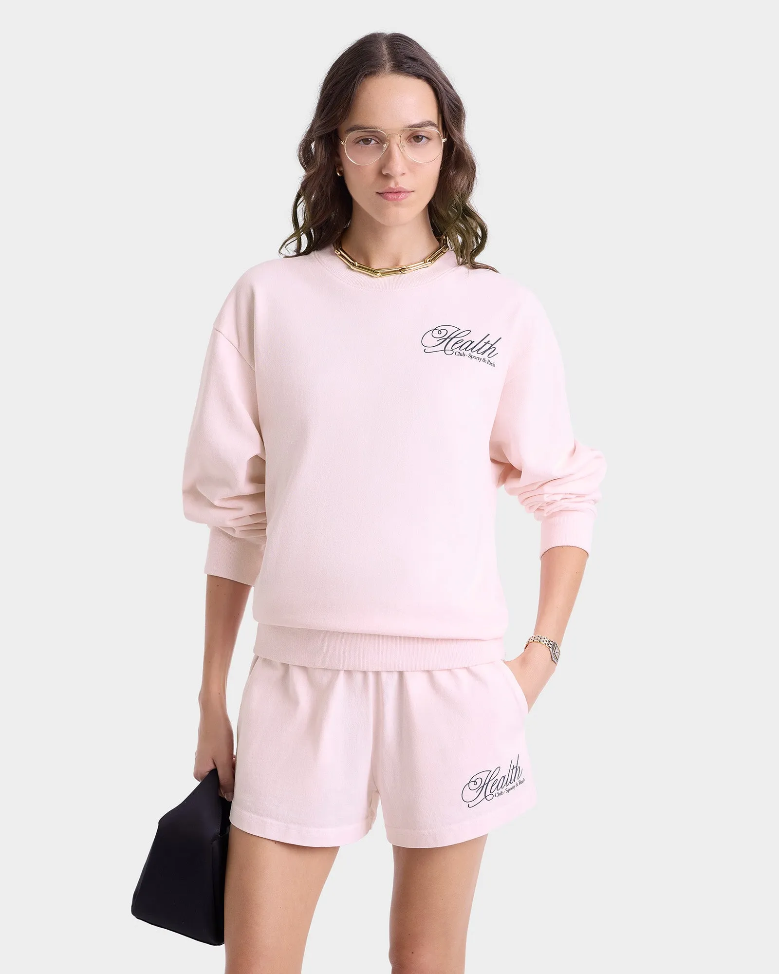 Health Script Crewneck - Pink Dolphin/Navy sold by Sporty and Rich product image thumbnail 5