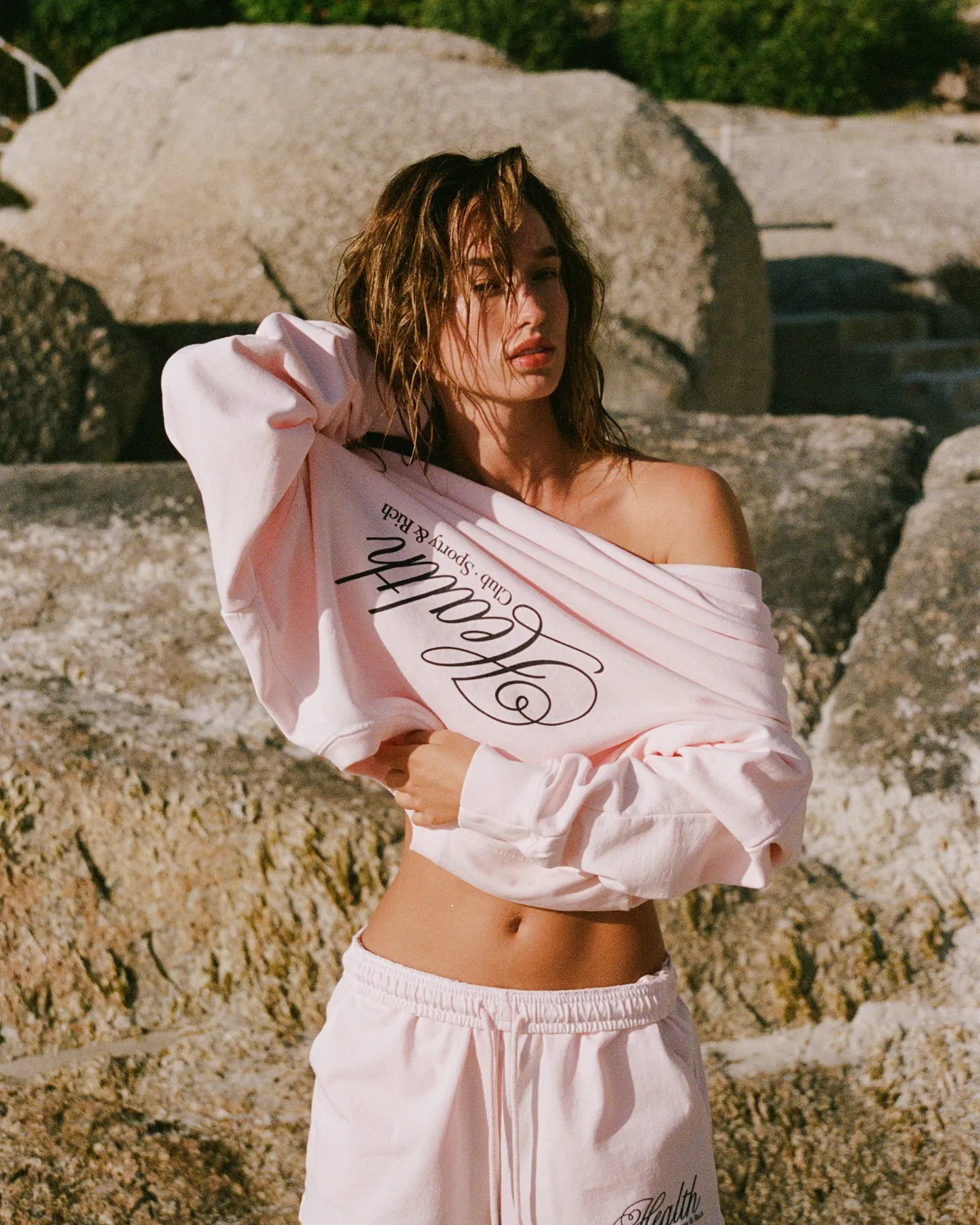 Health Script Crewneck - Pink Dolphin/Navy sold by Sporty and Rich product image thumbnail 2