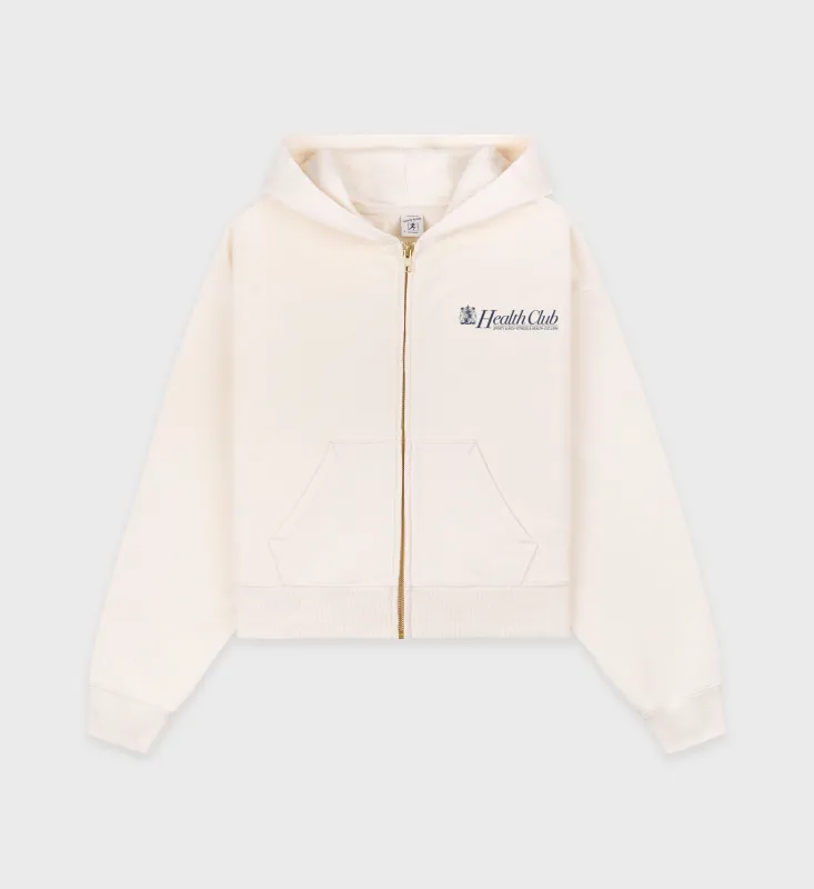 Lion Health Cropped Zip Hoodie - Cream sold by Sporty and Rich