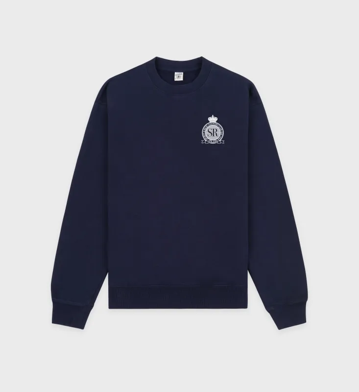 Royal Club Crewneck - Navy/White sold by Sporty and Rich