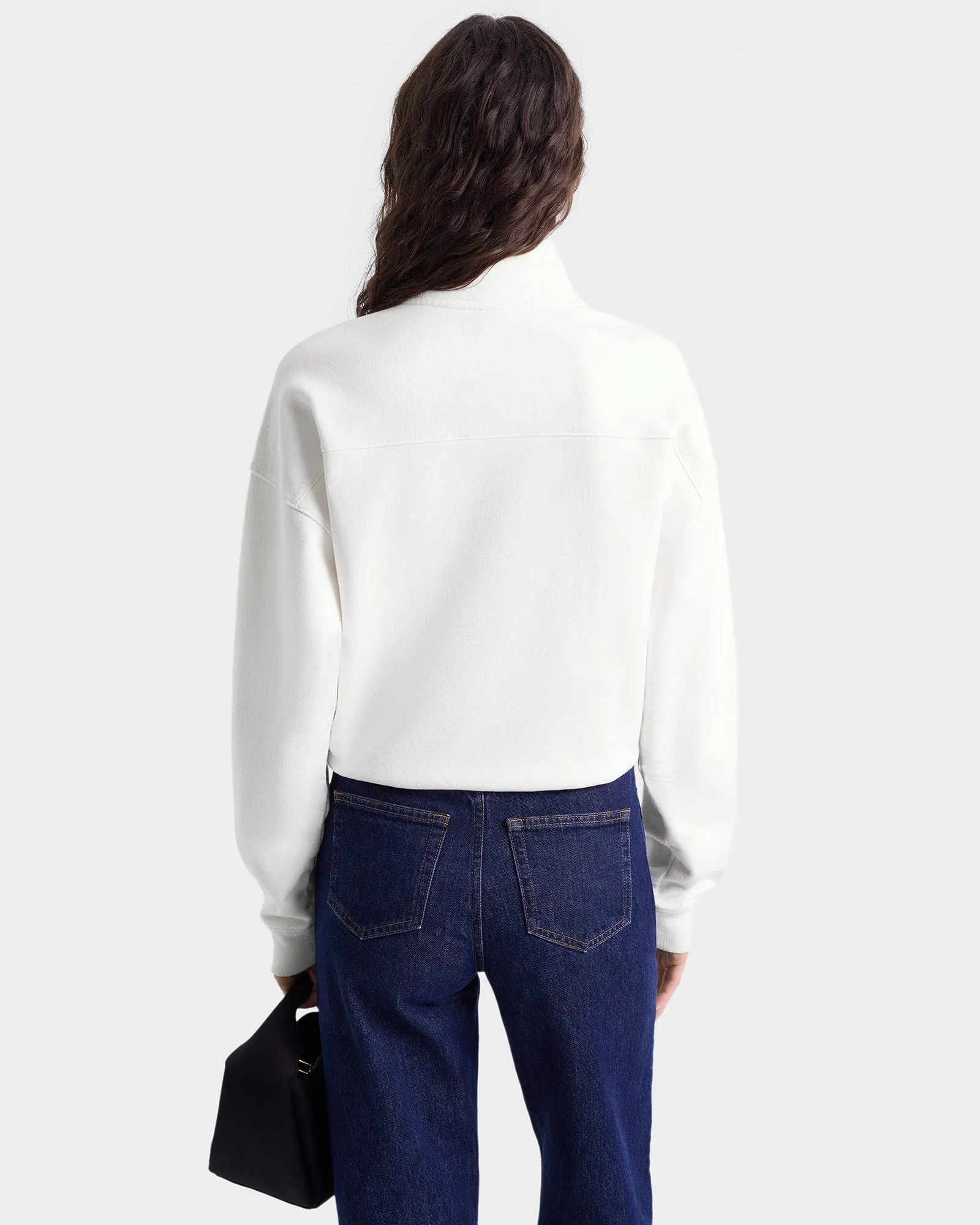 H&W Crest Embroidered Quarter Zip - White/Navy sold by Sporty and Rich product image thumbnail 5