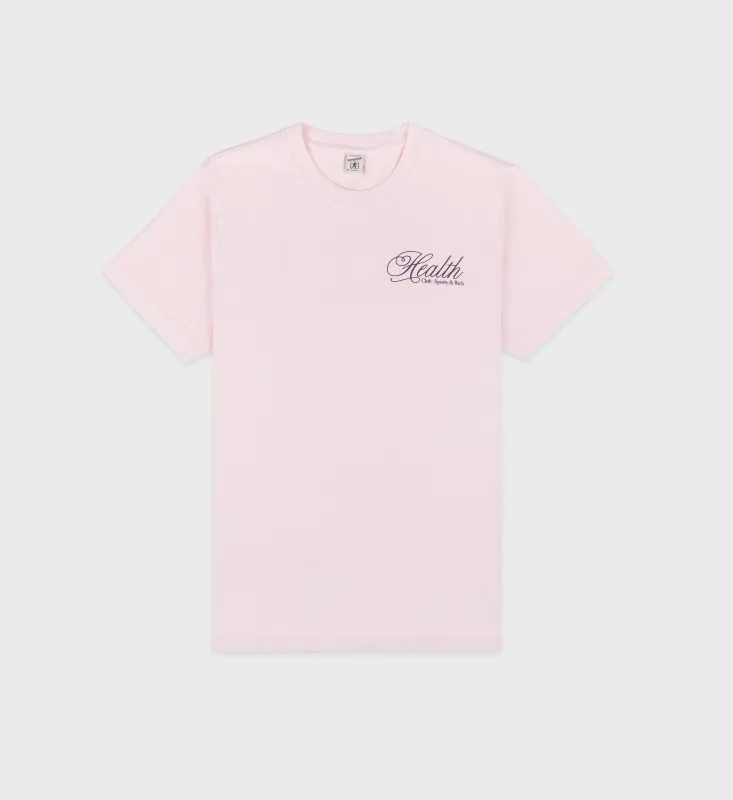 Health Script T-Shirt - Pink Dolphin/Navy sold by Sporty and Rich