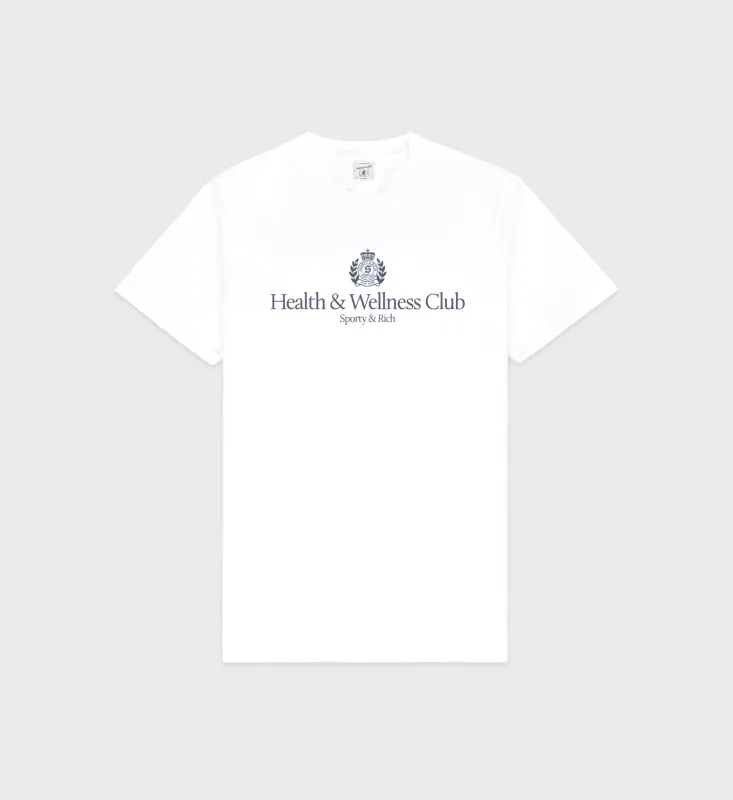 H&W Crest T-Shirt - White/Navy sold by Sporty and Rich