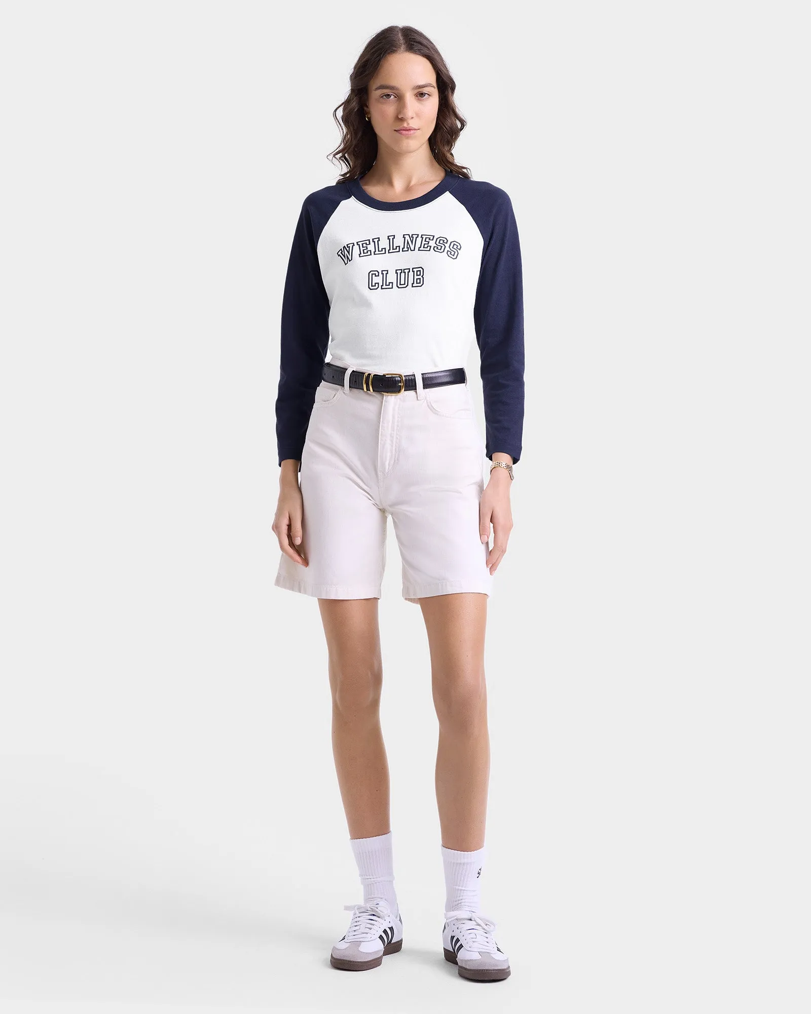 Wellness Club Baseball Tee - White/Navy sold by Sporty and Rich product image thumbnail 3
