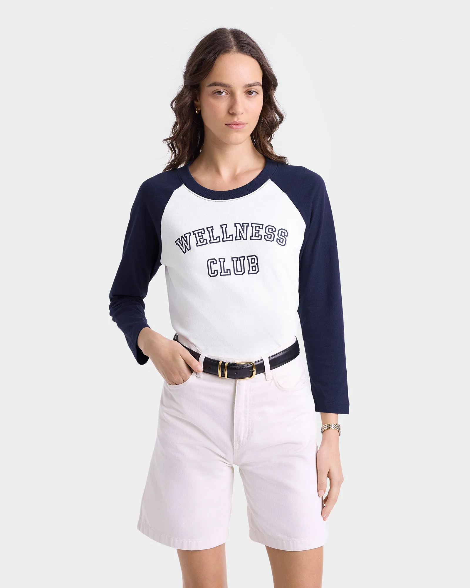 Wellness Club Baseball Tee - White/Navy sold by Sporty and Rich product image thumbnail 4