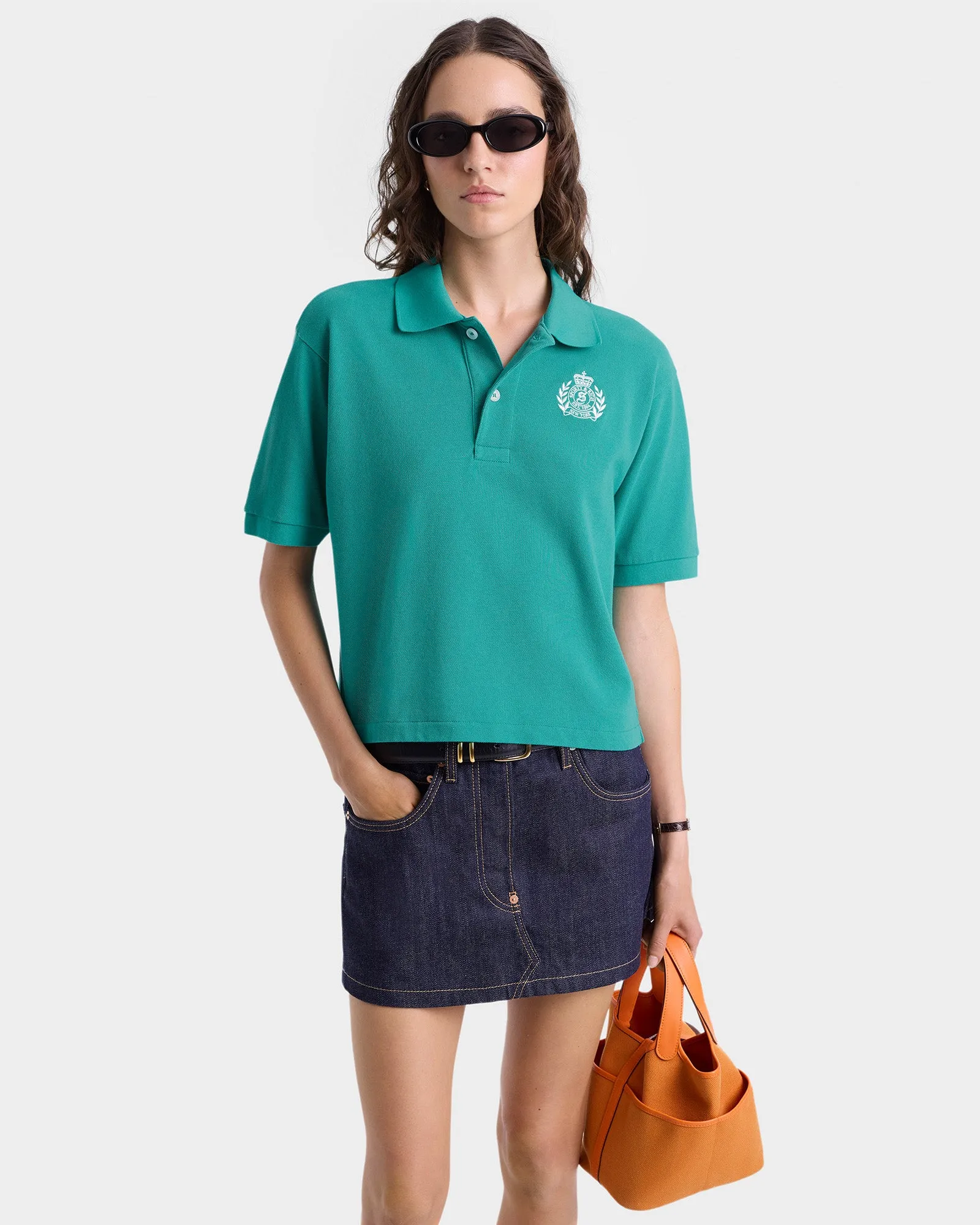 H&W Crest Pique Polo - Spring Green/White sold by Sporty and Rich product image thumbnail 4