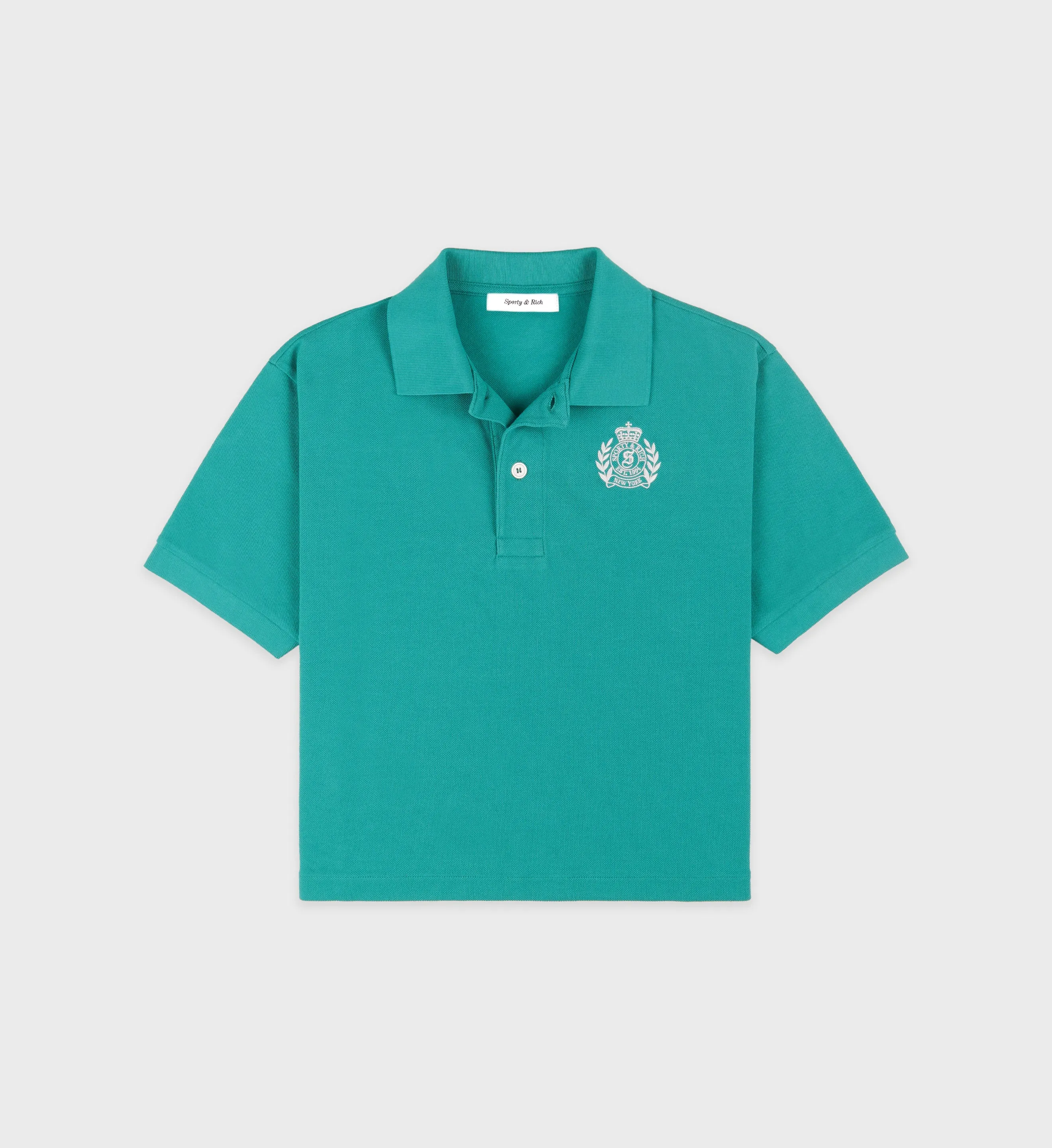 H&W Crest Pique Polo - Spring Green/White sold by Sporty and Rich